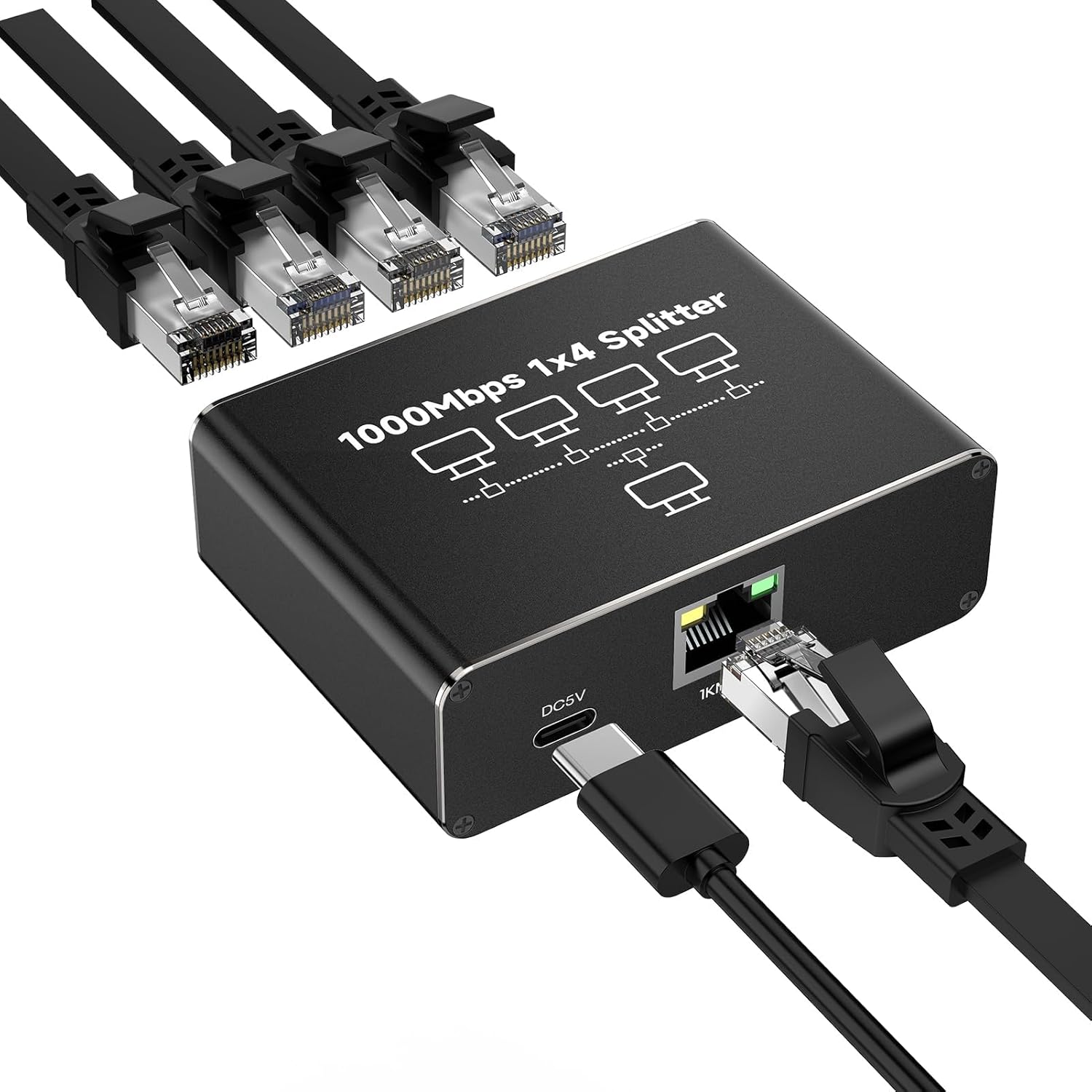 Glasflength Switch Ethernet 4 Porte 1000Mbps Alluminio - immagine 1