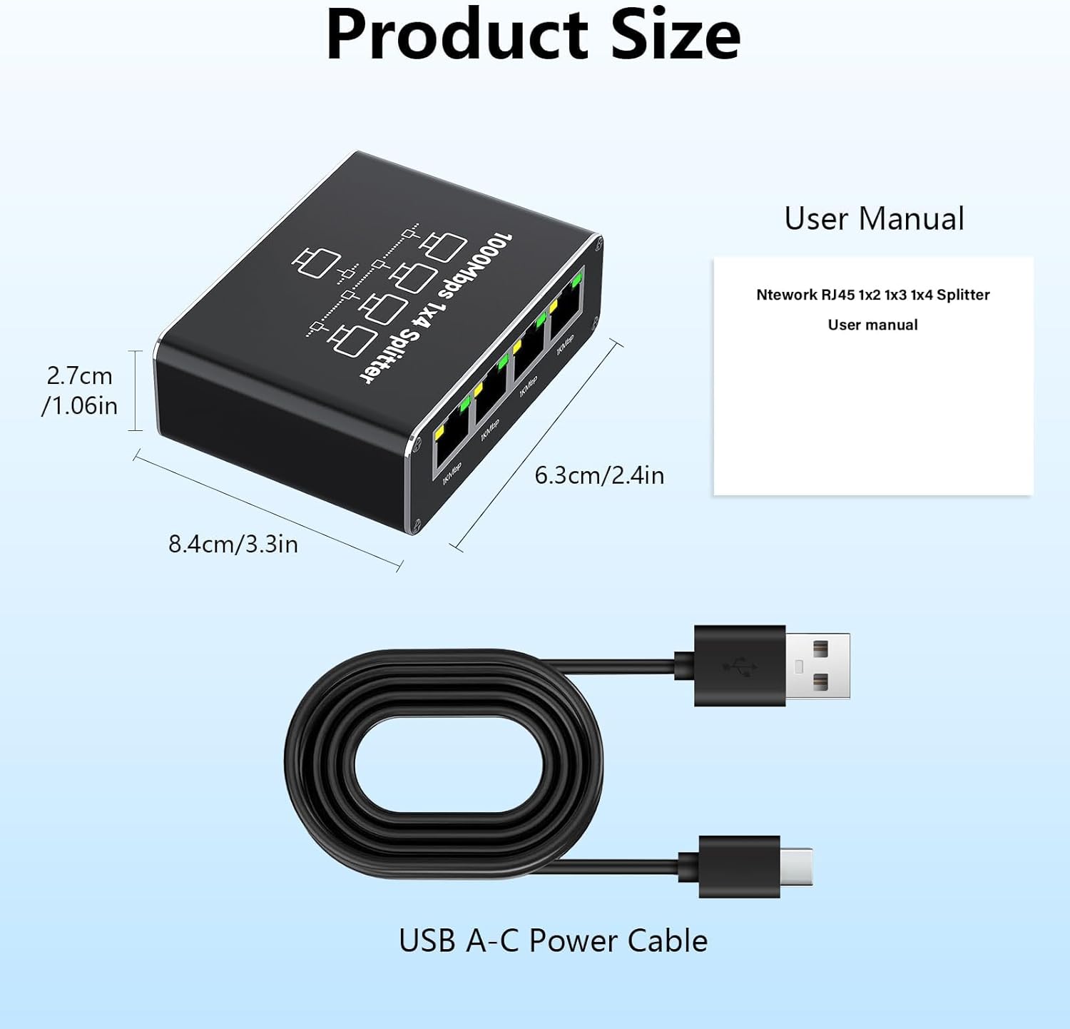 Glasflength Switch Ethernet 4 Porte 1000Mbps Alluminio - immagine 2
