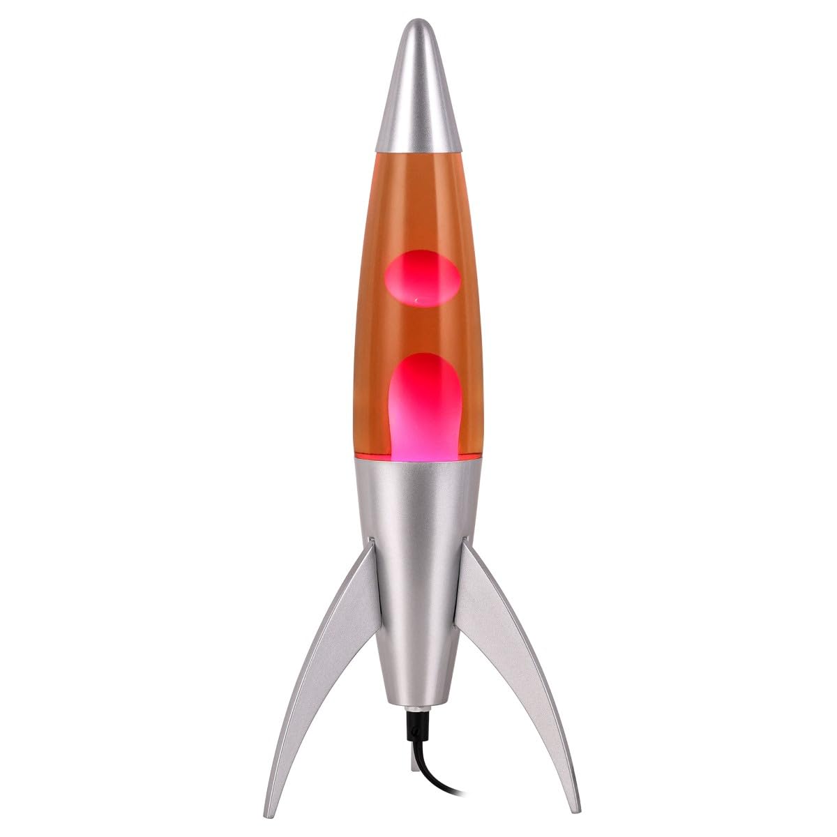 Lampada Lava Grande Rocket 45cm Rosso-Rosa in Alluminio