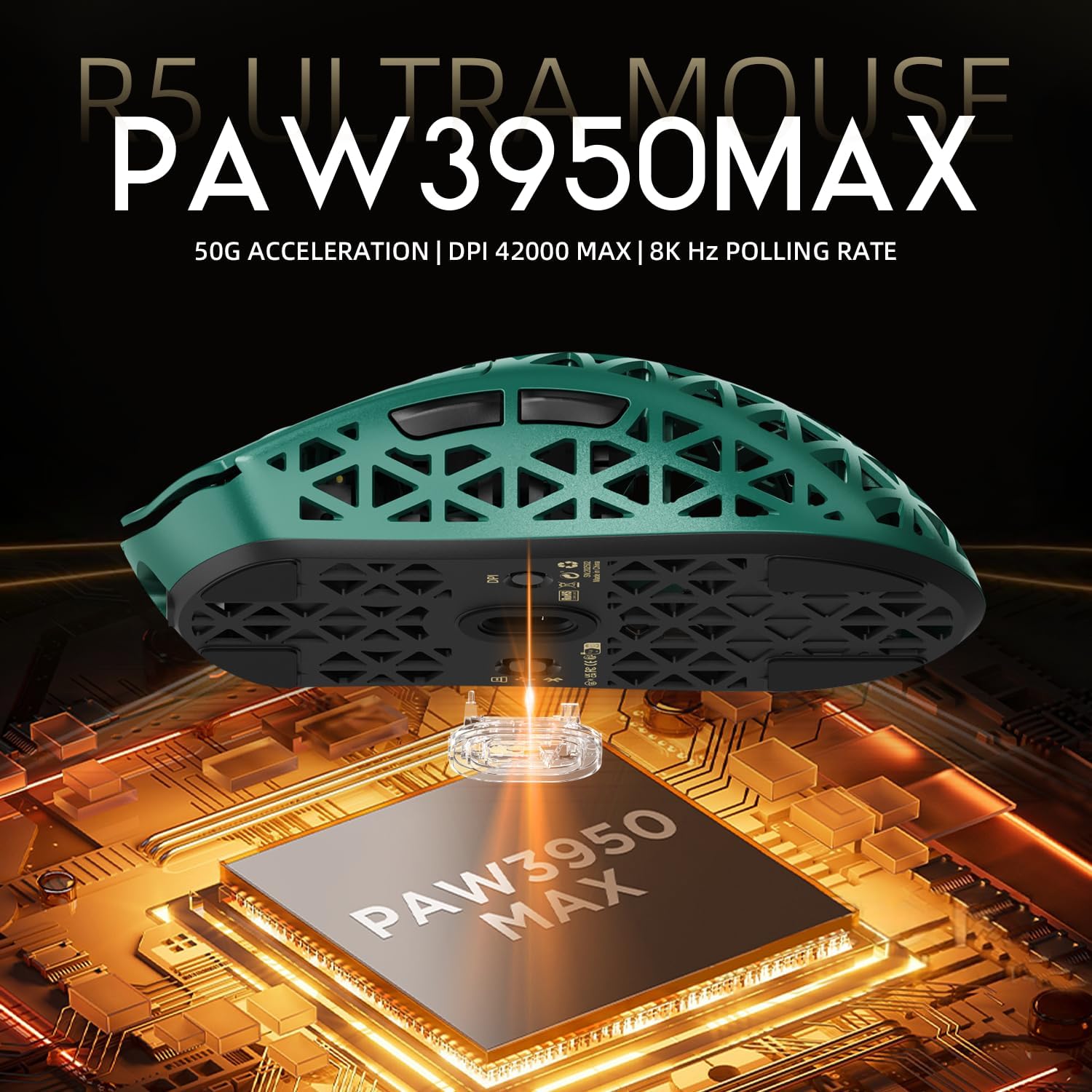 Attack Shark R5 Ultra Mouse Gaming Wireless 8000Hz, Verde - immagine 5