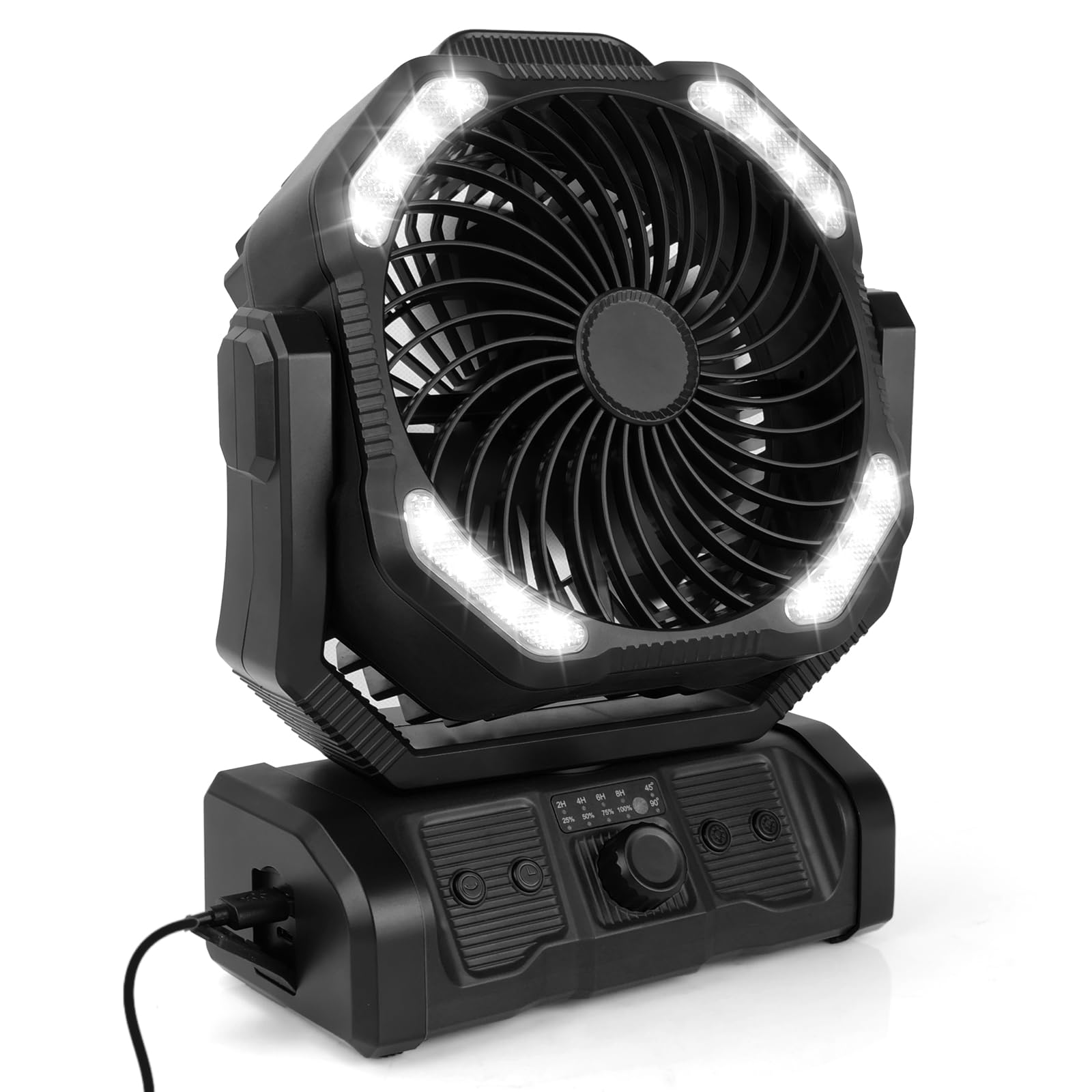 Elzo Ventilatore da Campeggio con Luce LED 20000mAh