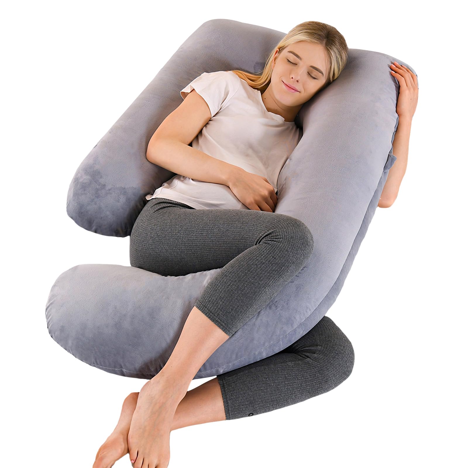 Cuscino Gravidanza XL per Dormire sul Fianco, Nero-Grigio