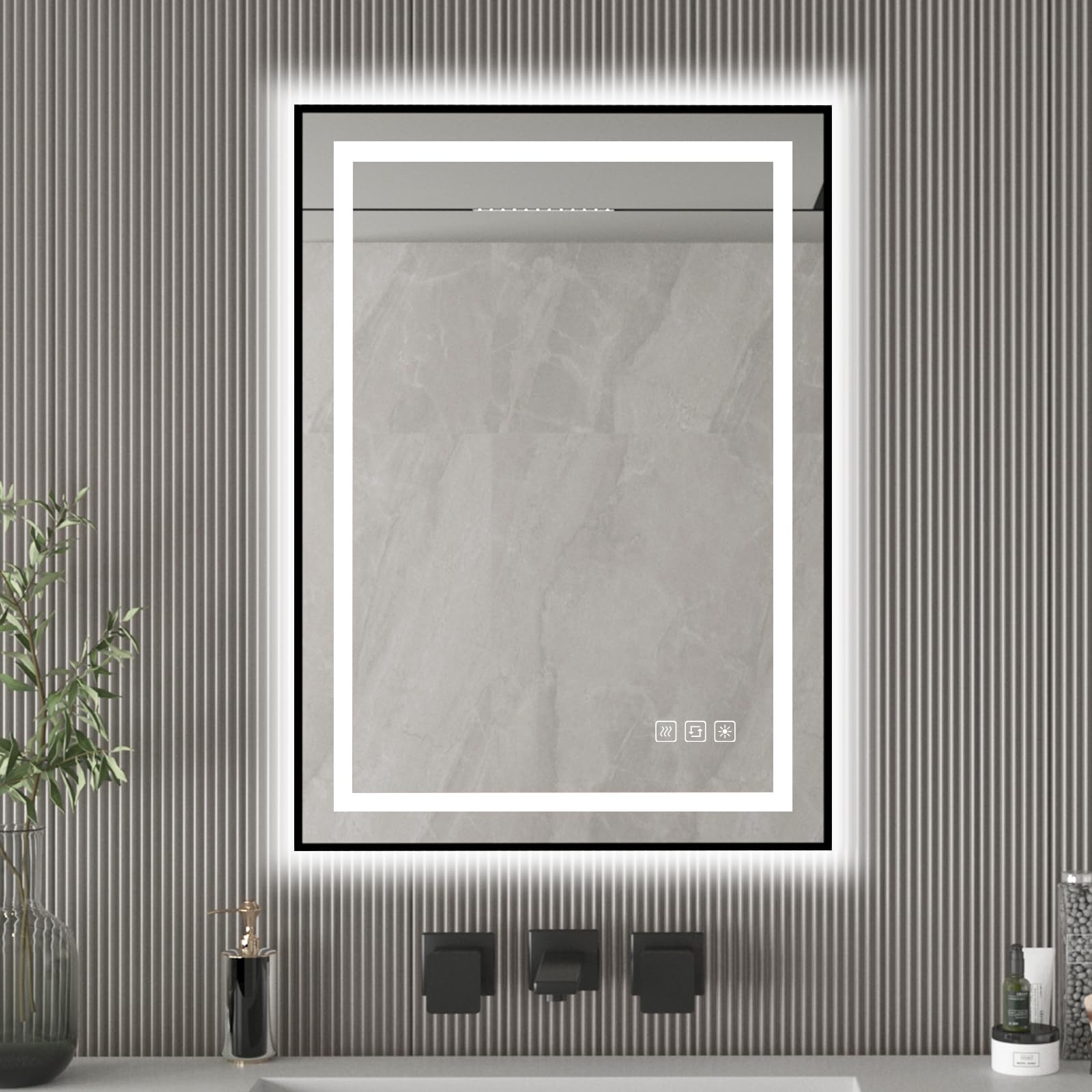 Furduzz Specchio LED Bagno 500x700 mm Cornice Nera