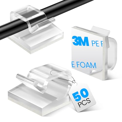 50 Pezzi Clip Per Cavi Adesivi - Gestione Cavi