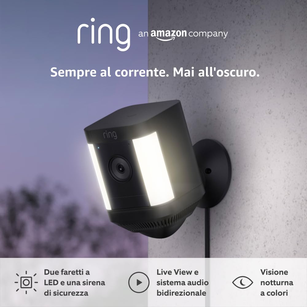 Ring Videocamera Plus con Faretti Plug-in (2 Telecamere) - immagine 1