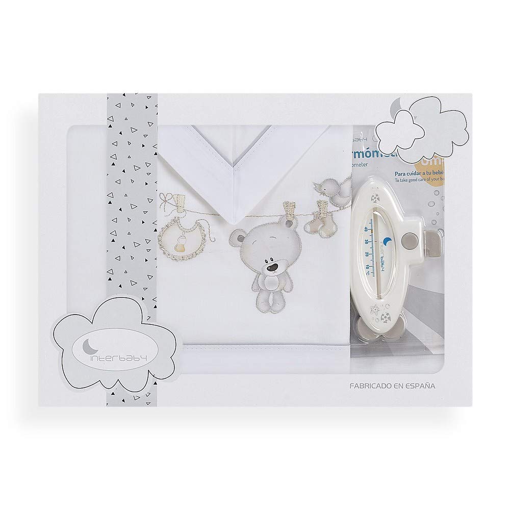 Interbaby - Set di lenzuola Stendibiancheria Orso Termometro Bianco Grigio