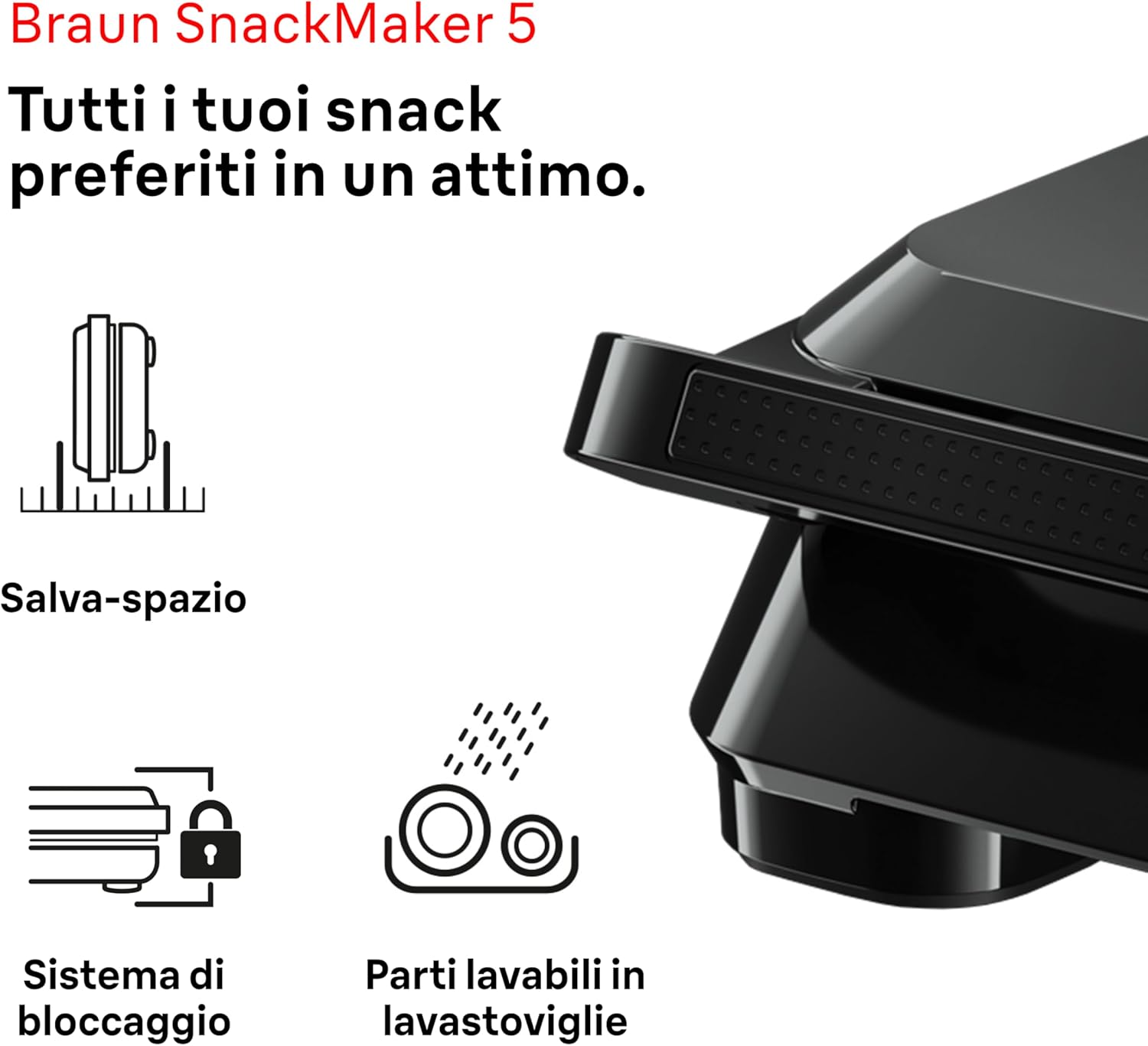 Braun SnackMaker 5 SM5001 con Piastre Grill Rimovibili - immagine 2