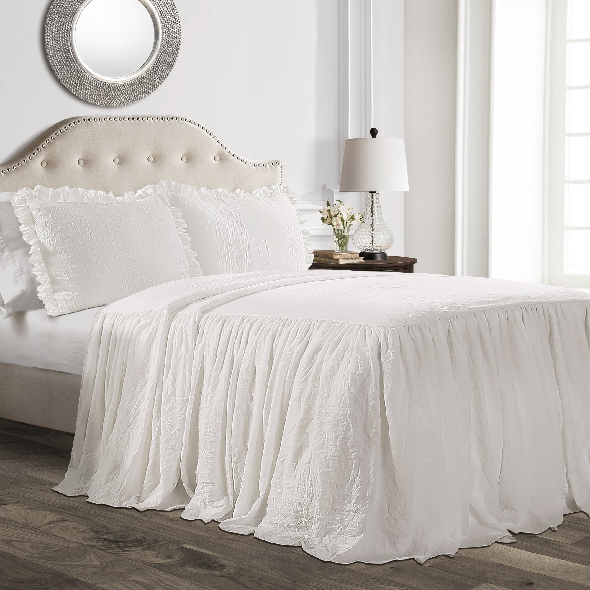 Lush Decor Ruffle Skirt Bedspread - Copriletto King, Bianco
