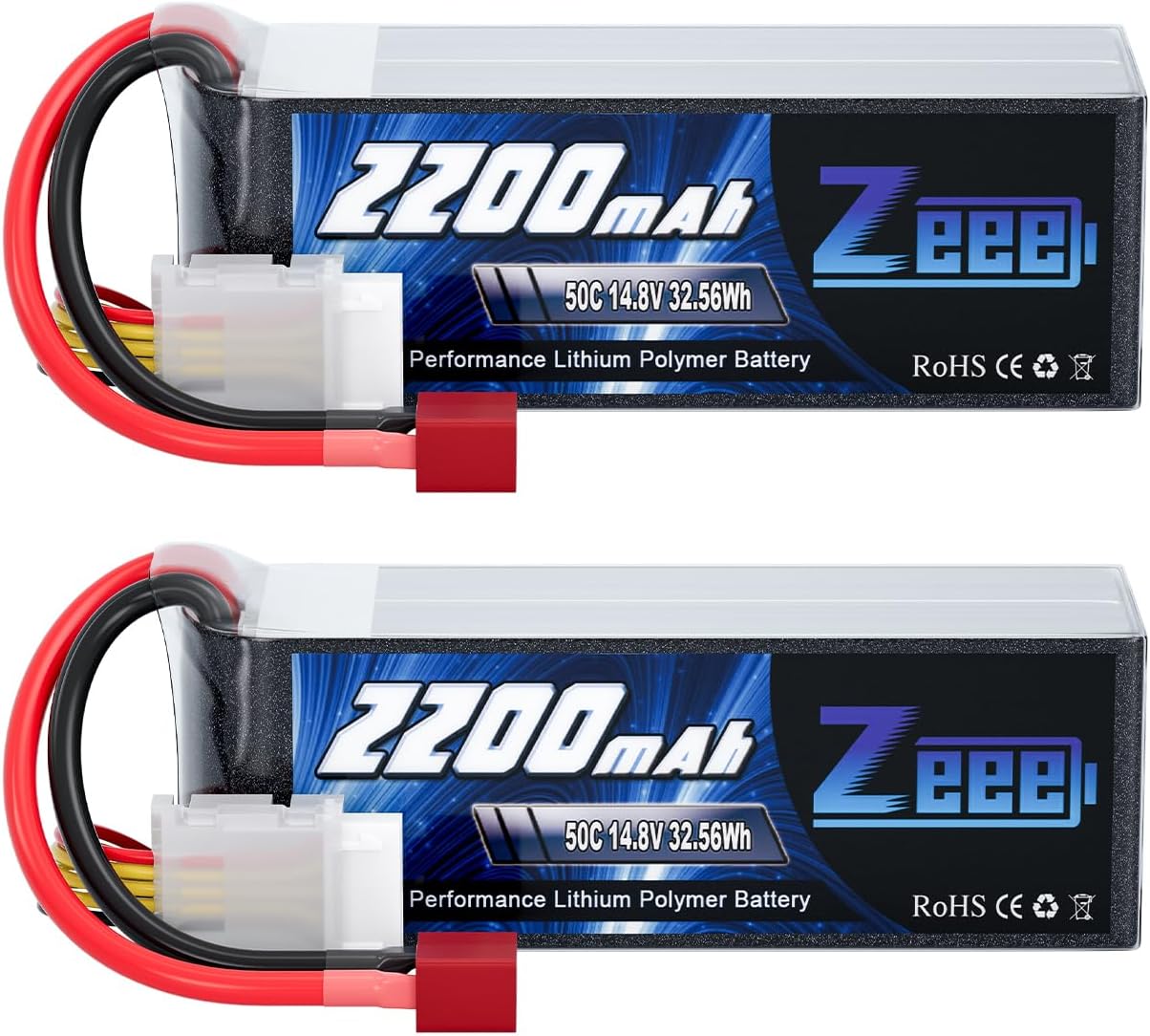 Zeee 4S Lipo 14,8V 2200mAh 50C RC Batteria (2 pezzi) - immagine 1