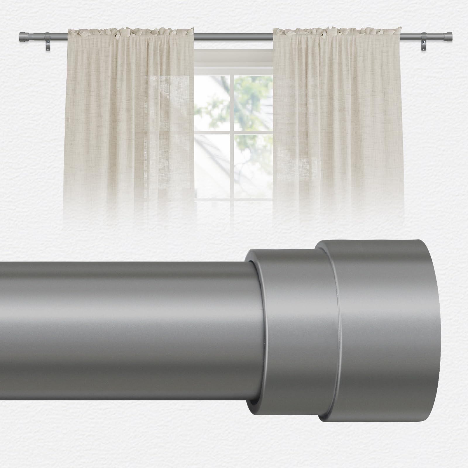 Bellahills 2 Bastoni Tende Regolabili 76-349cm, Bianco