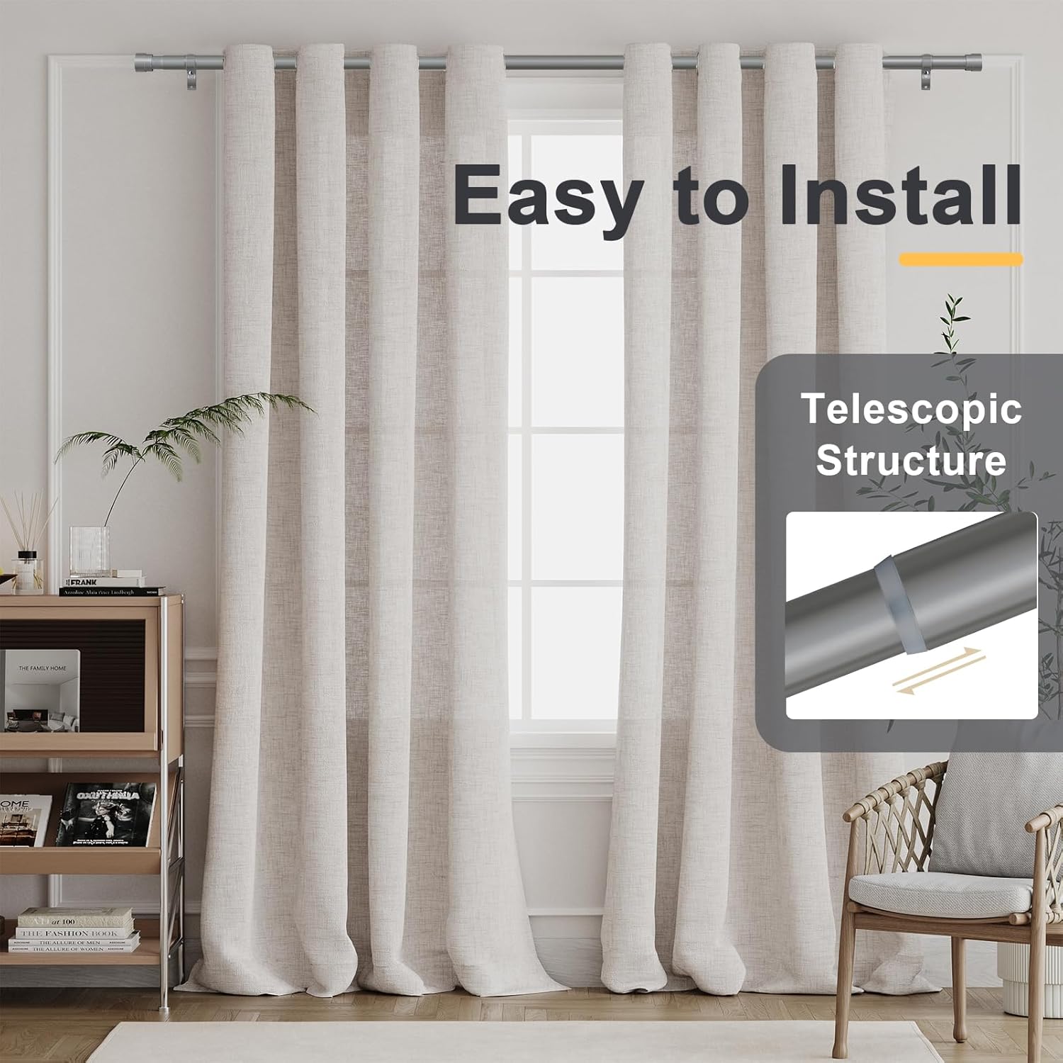 Bellahills 2 Bastoni Tende Regolabili 76-349cm, Bianco - immagine 4