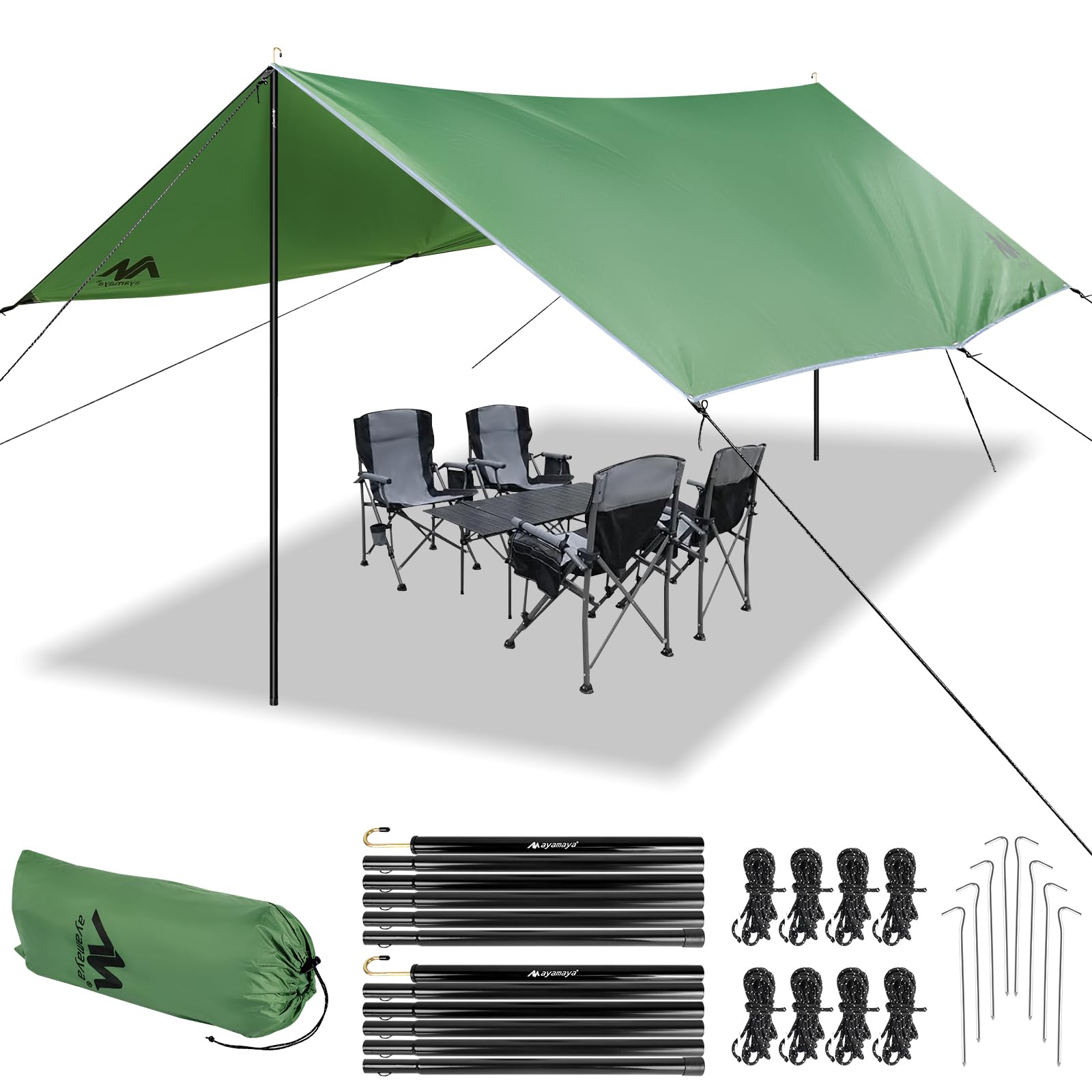 Tarp - Telone Impermeabile con Aste (3 x 4,5 m)