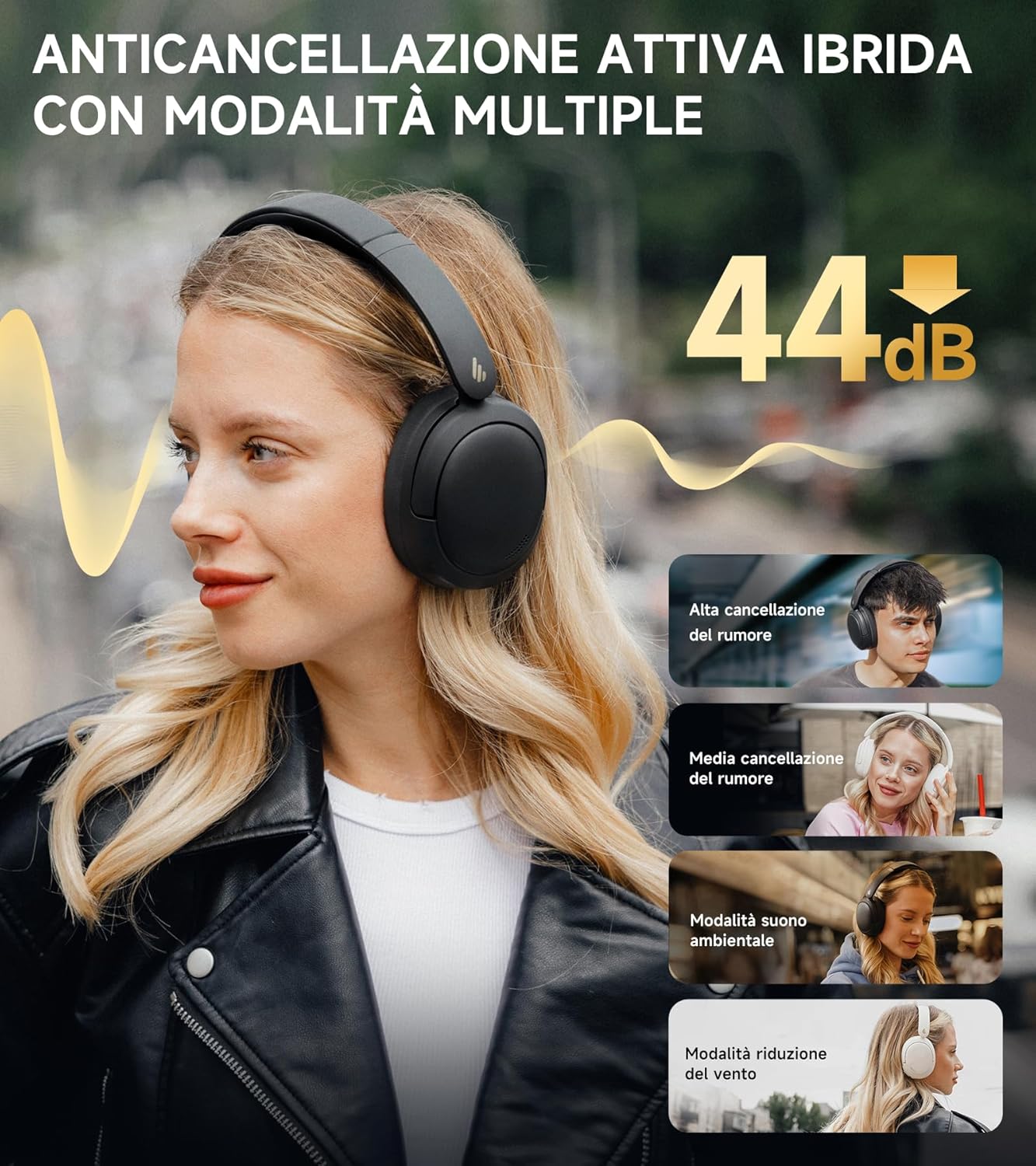 Edifier W800BT Pro Cuffie ANC Ibrida, Nero - immagine 2