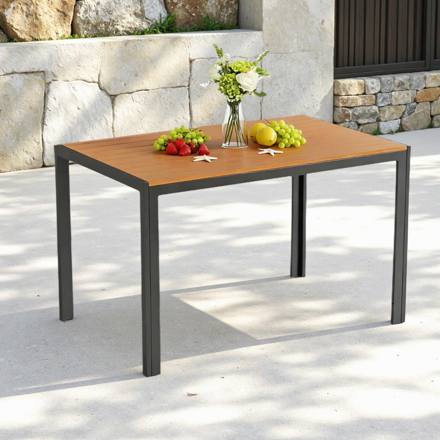 Clevich Tavolo da Giardino 110x70 cm, Marrone Teak