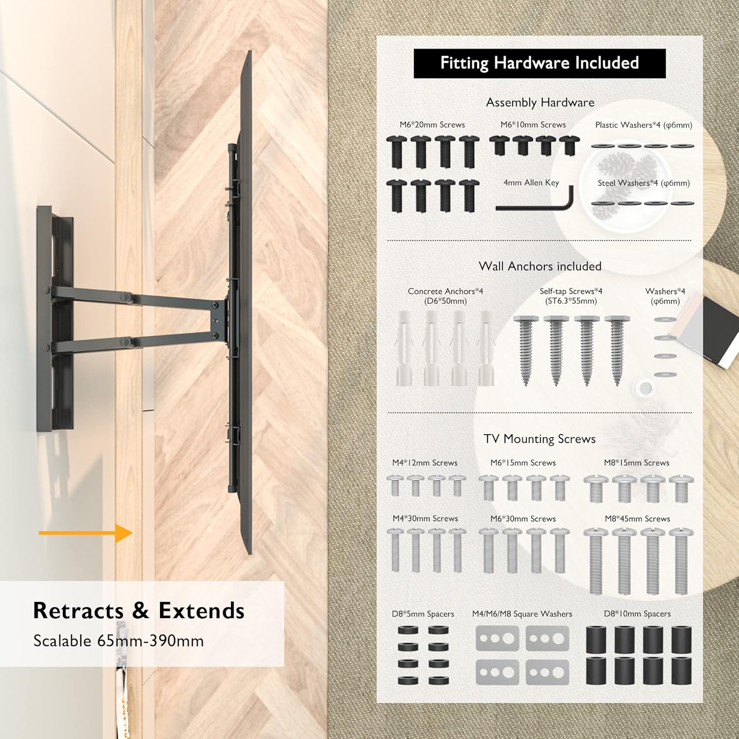 Bontec Supporto TV da Parete per LED LCD 32-85 pollici - immagine 6
