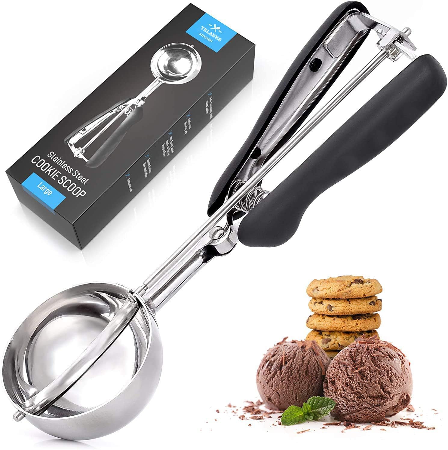 Telanks Cucchiaio per Gelato in Acciaio Inox (5 cm)