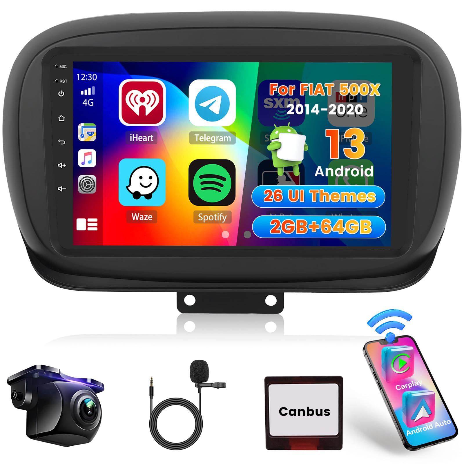 Hikity Android Stereo Auto 9" per FIAT 500X 2014-2020
