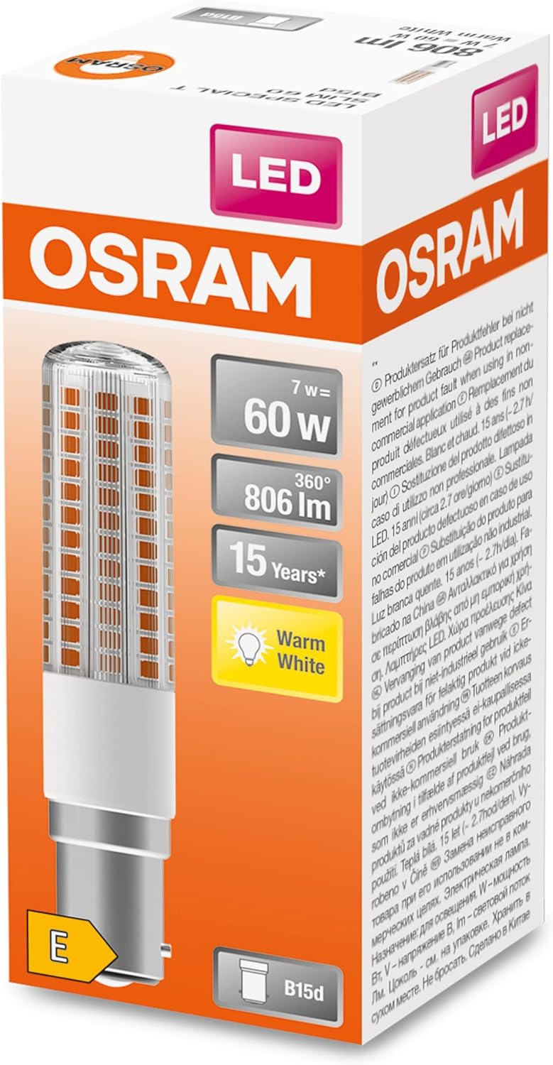 Osram LED Star Special T SLIM B15d, Bianco Caldo (4 pz) - immagine 1