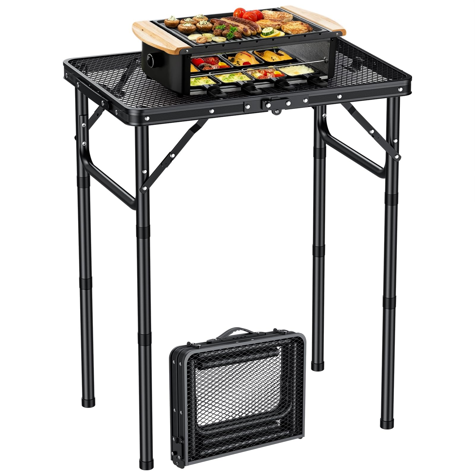 EPYINS Tavolino Pieghevole da Campeggio 58x40cm, Nero