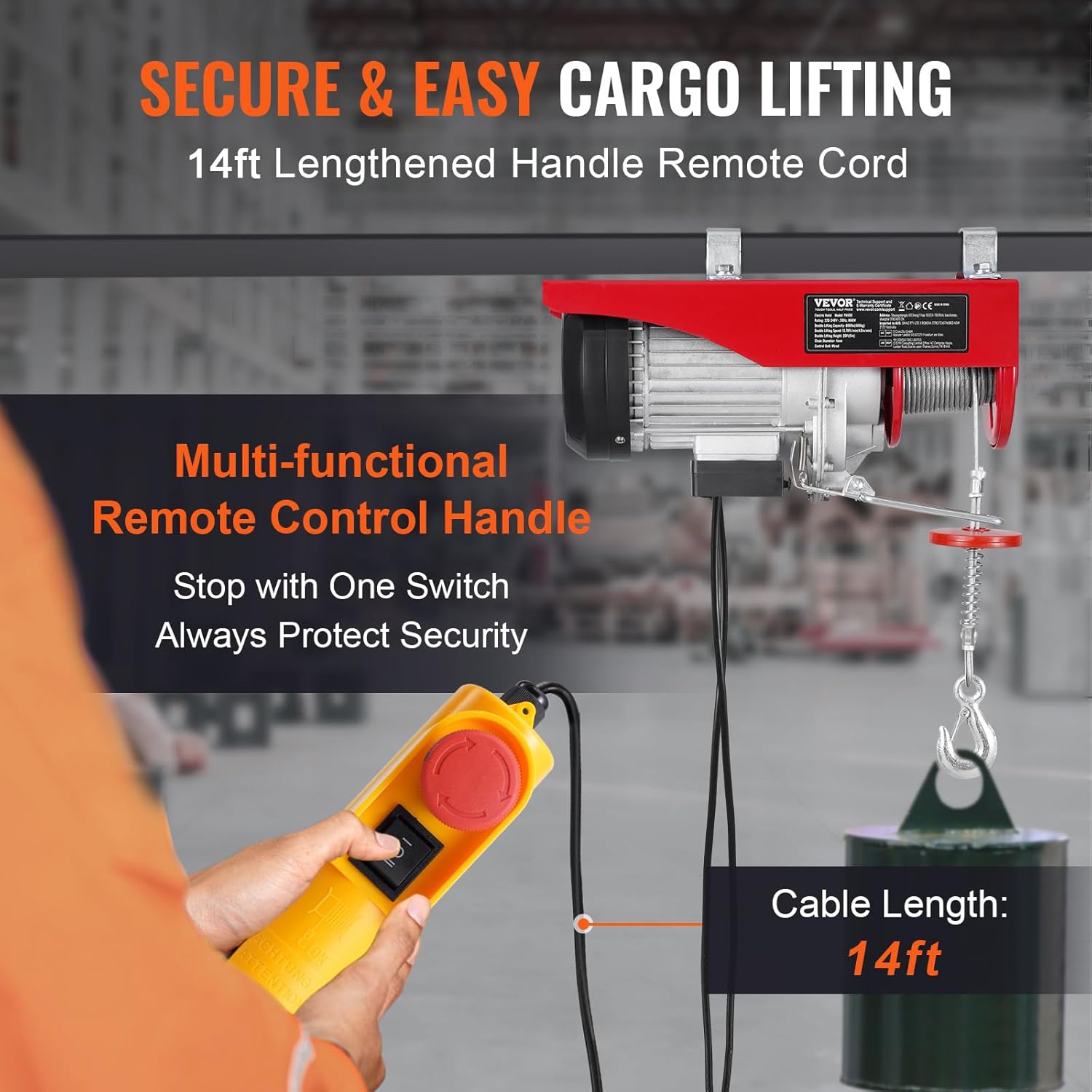 VEVOR Paranco Elettrico Doppio Cavo 400 kg - immagine 3