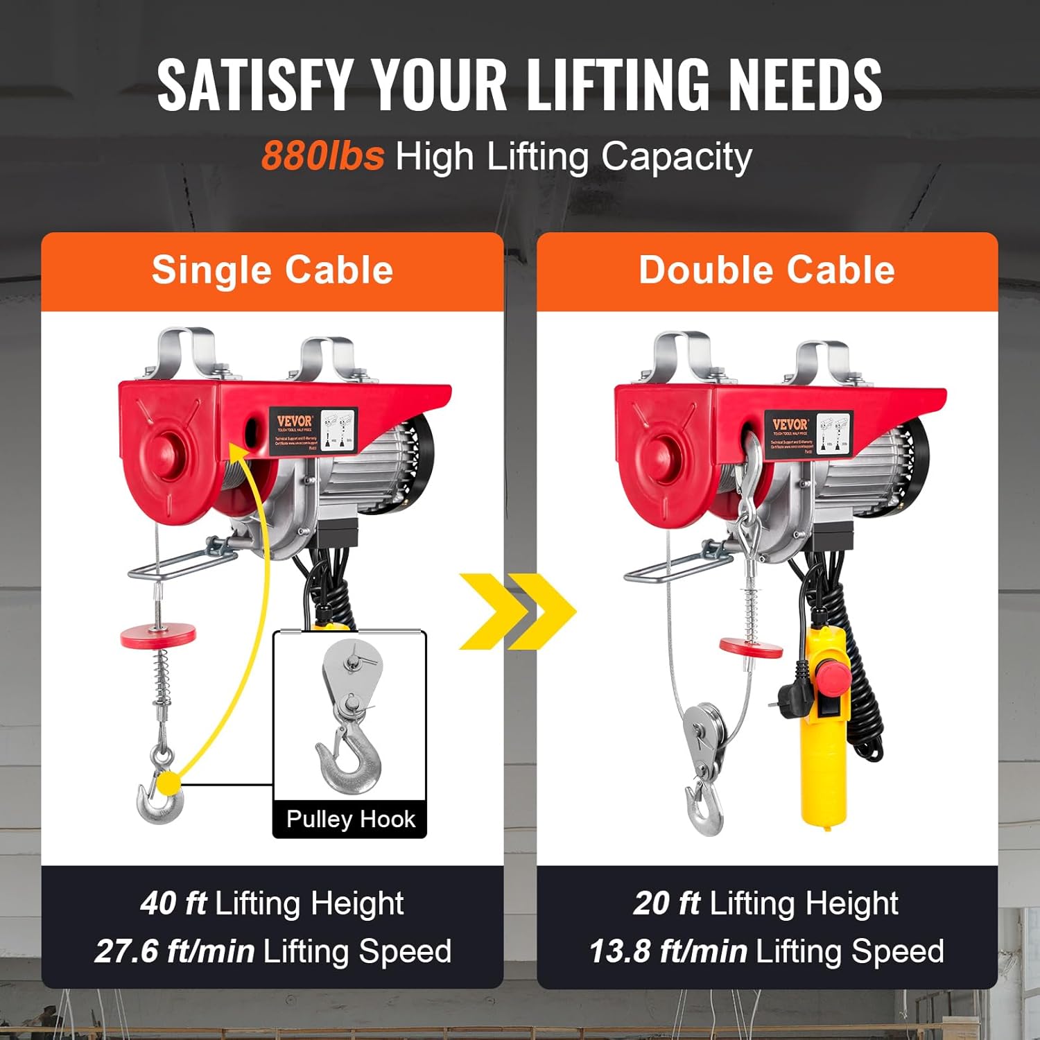 VEVOR Paranco Elettrico Doppio Cavo 400 kg - immagine 4