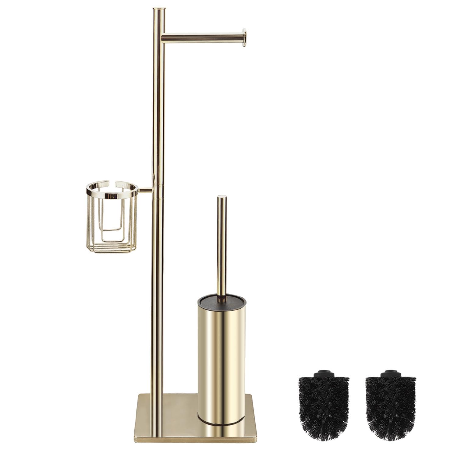 Bgl Porta Carta Igienica in Piedi con Scopino WC Dorato