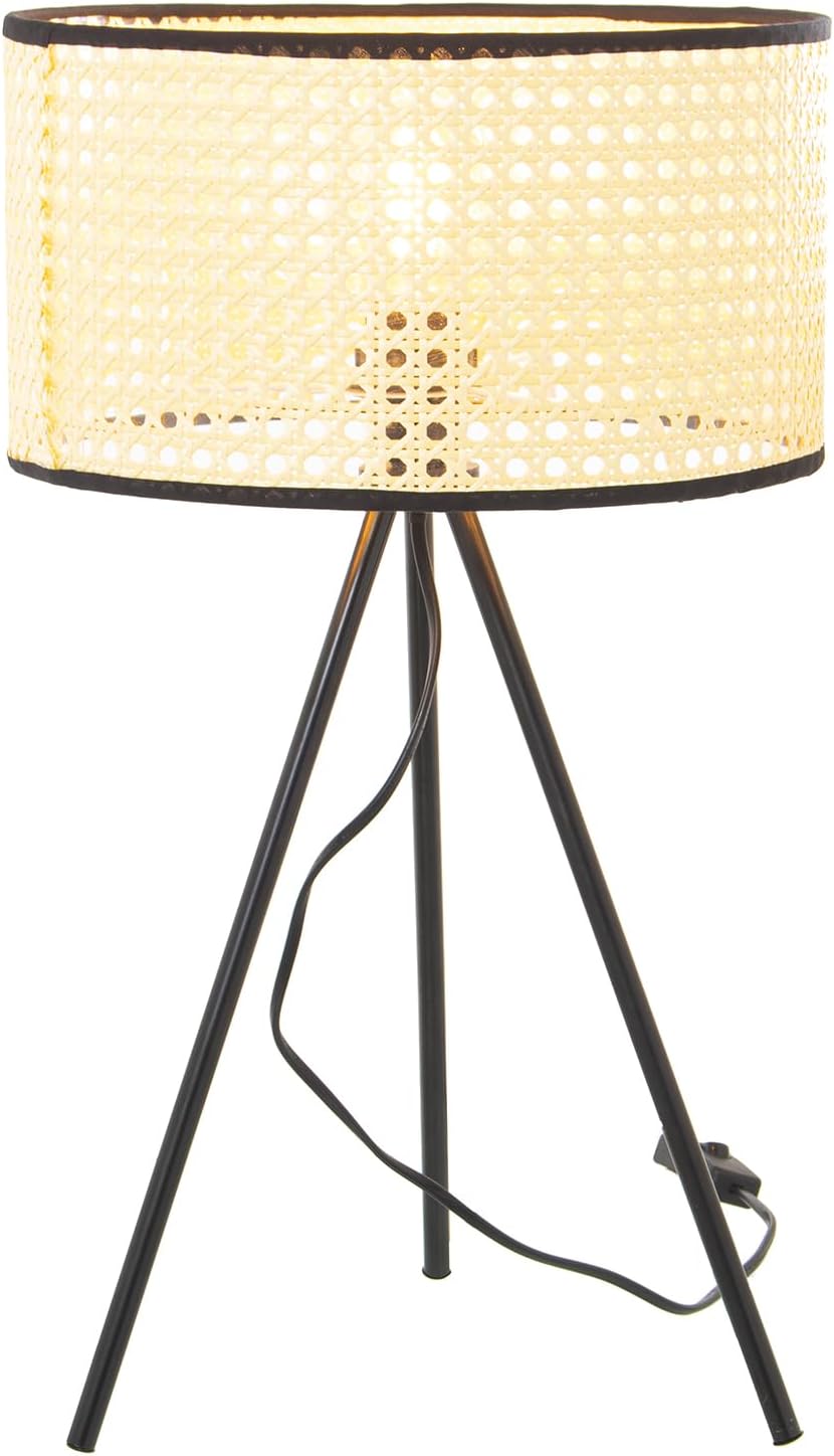 LÁMPARA SOBREMESA METAL PANTALLA MIMBRE, 1XE27,MAX.40W °30X51CM, BASE:19X19X37CM - immagine 2