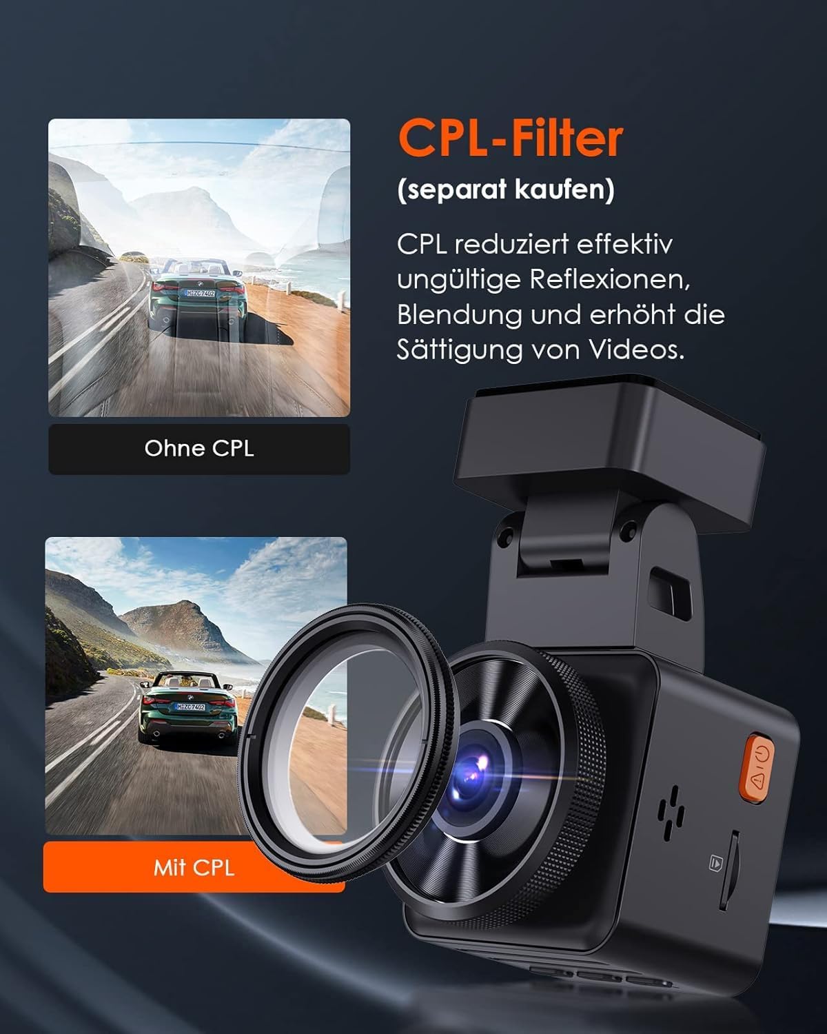 Vantrue E1 Lite 1080P Mini WiFi GPS Dash Cam - immagine 7