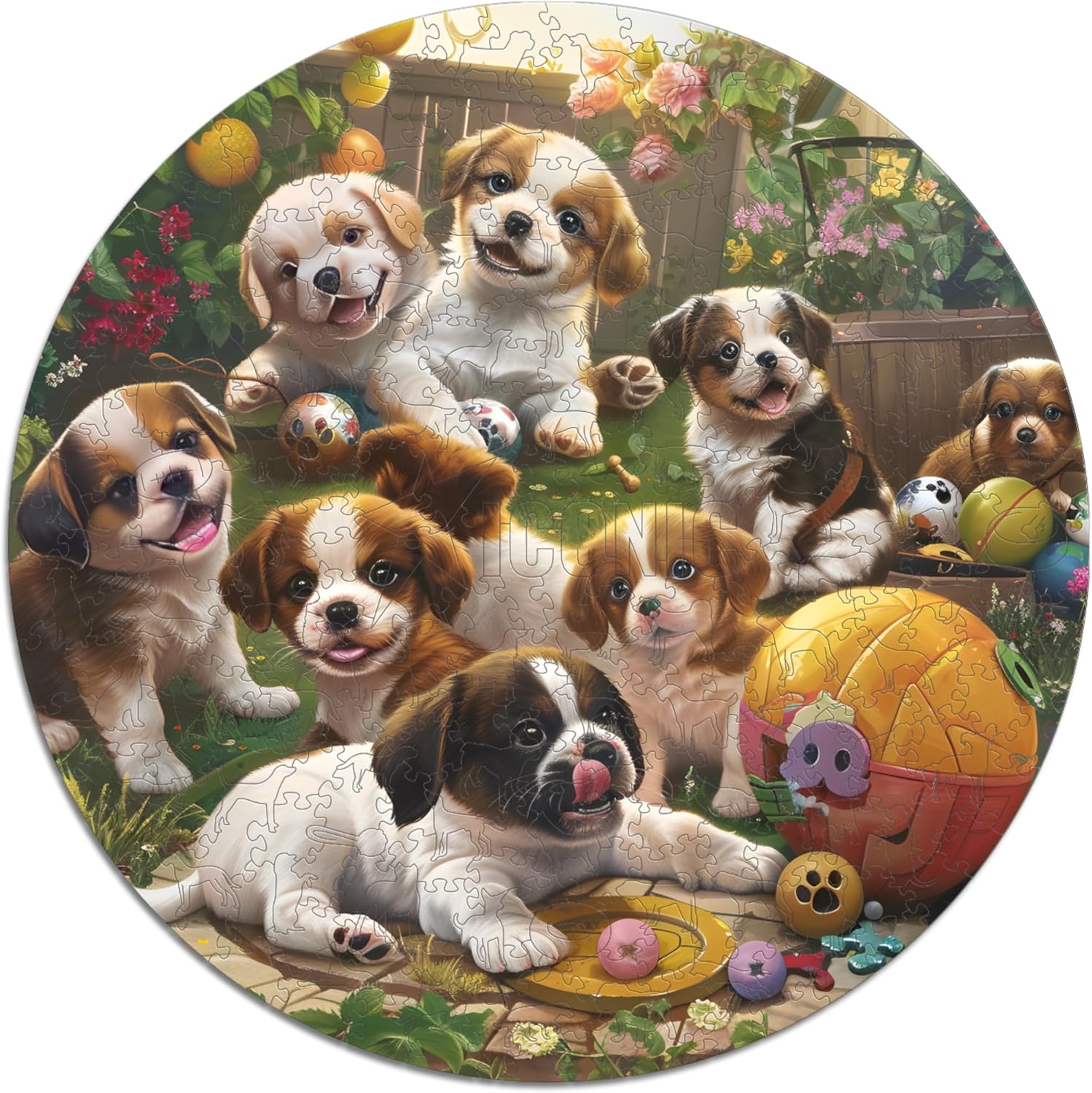 Iconic Puzzles - Cagnolini in Giardino, 600 Pezzi - immagine 3