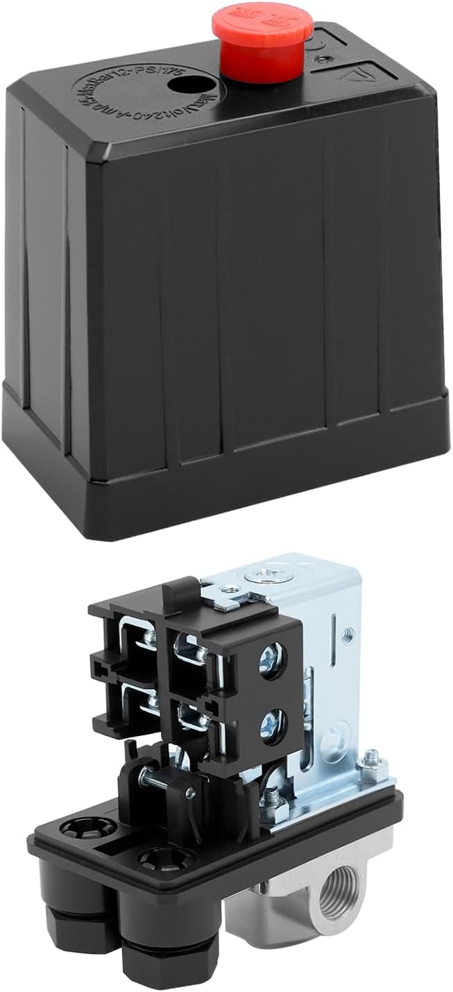 Qwork® Pressostato Compressore Aria 4 Fori 220V - immagine 7