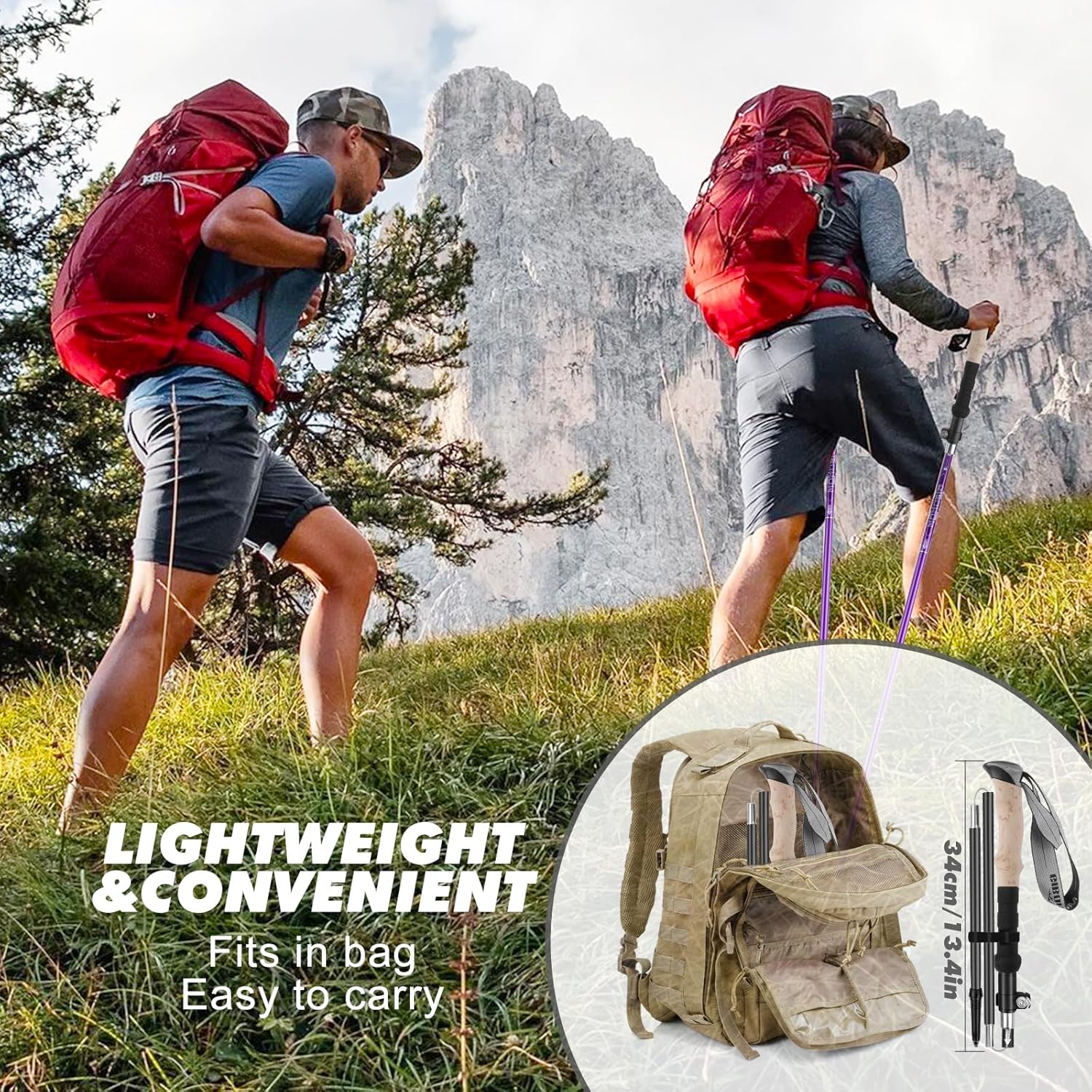 Gibohom Bastoncini Trekking Alluminio Pieghevoli (2 pz) - immagine 4