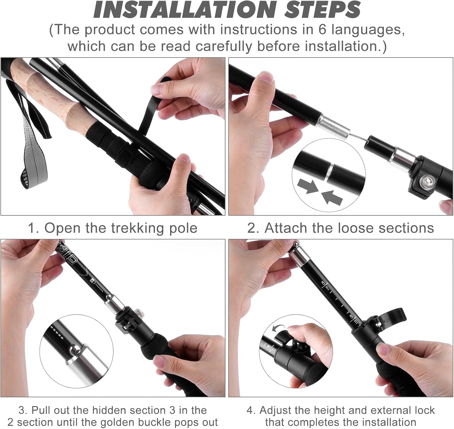 Gibohom Bastoncini Trekking Alluminio Pieghevoli (2 pz) - immagine 6