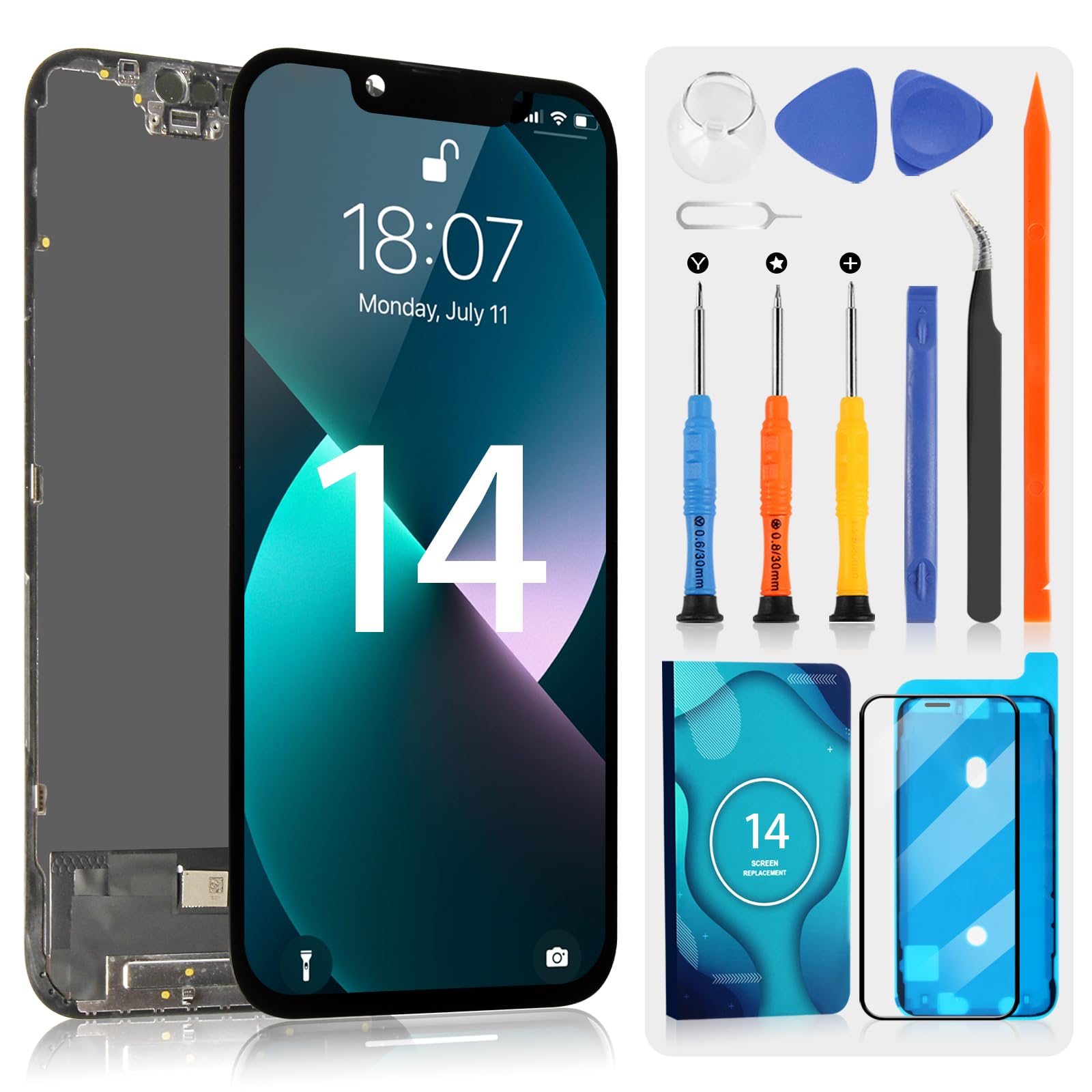 OLED Schermo per iPhone 14 - Display Touch Screen 6.1", Nero