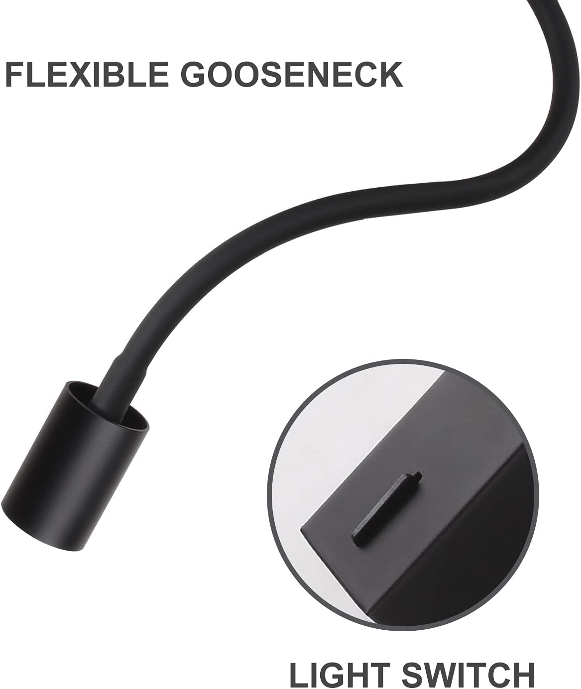 Dawalight Applique da Parete per Lettura 5W LED, Nero - immagine 4