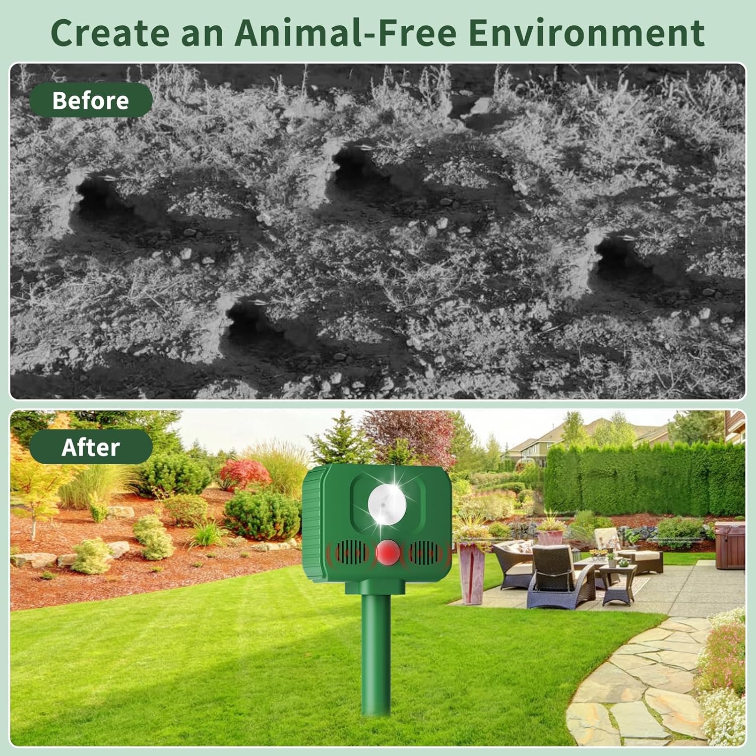 Repellente Gatti Ultrasuoni Solare 4 Modalità - immagine 7