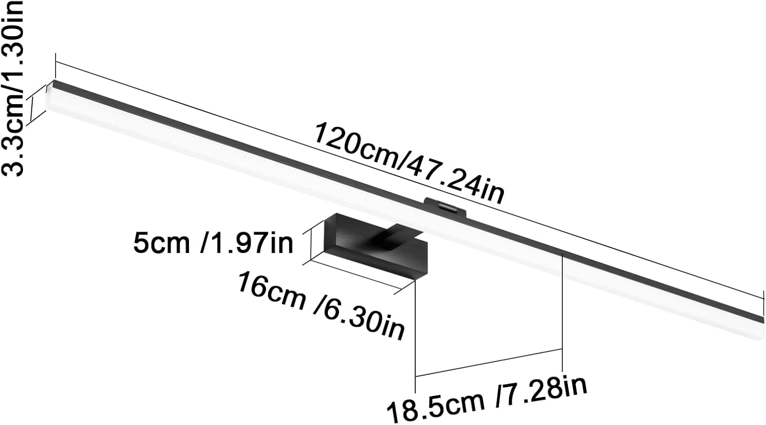 Klighten Lampada da Specchio 120CM 32W IP44 - immagine 7