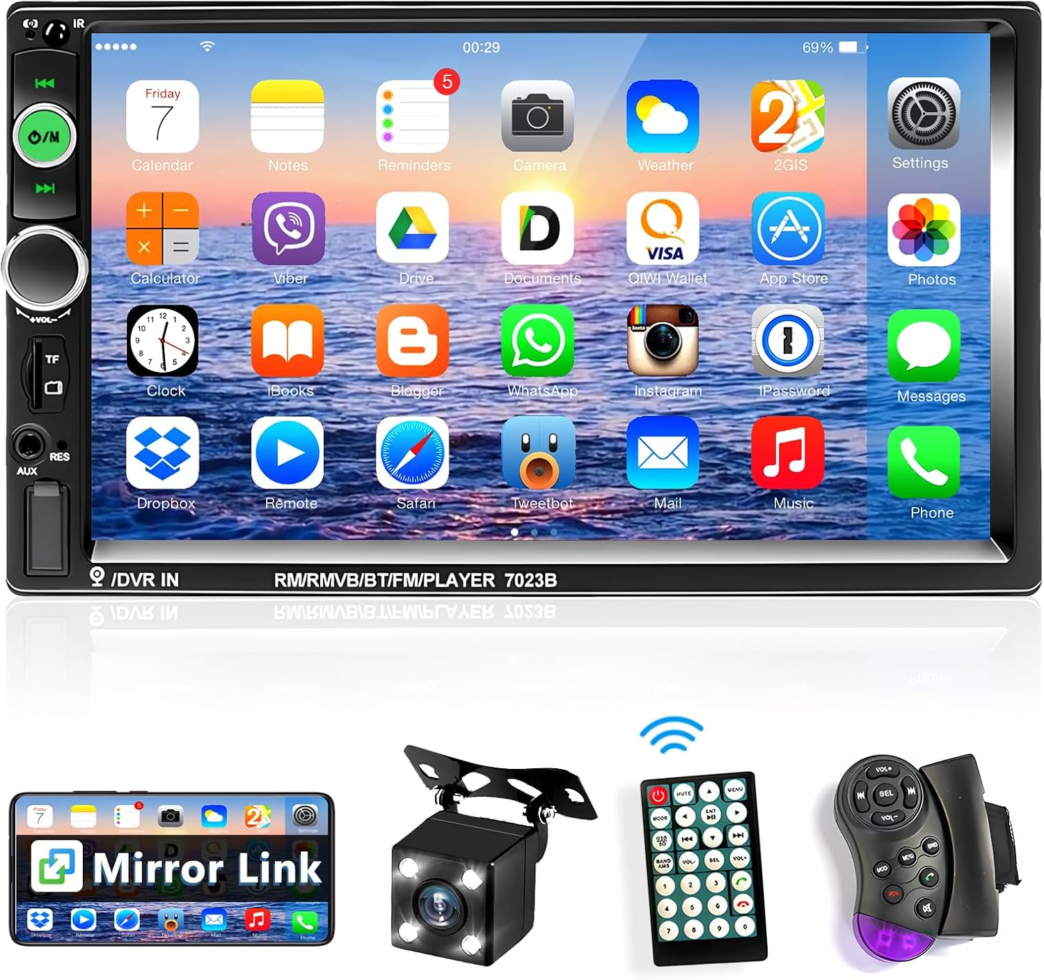 Podofo Autoradio Doppio Din 7 Pollici con Bluetooth - immagine 1