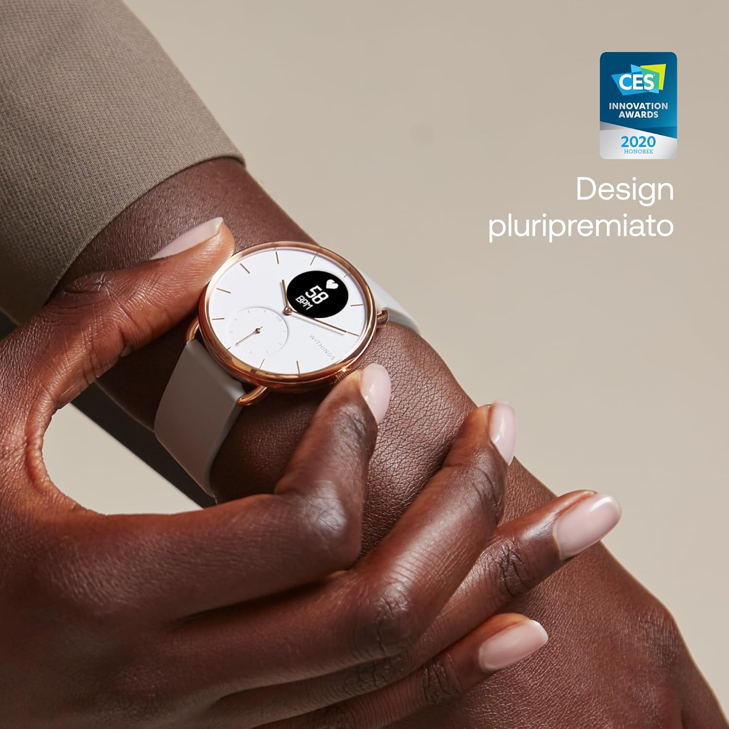 Withings Scanwatch 38mm - Smartwatch Ibrido Oro Rosa/Bianco - immagine 4