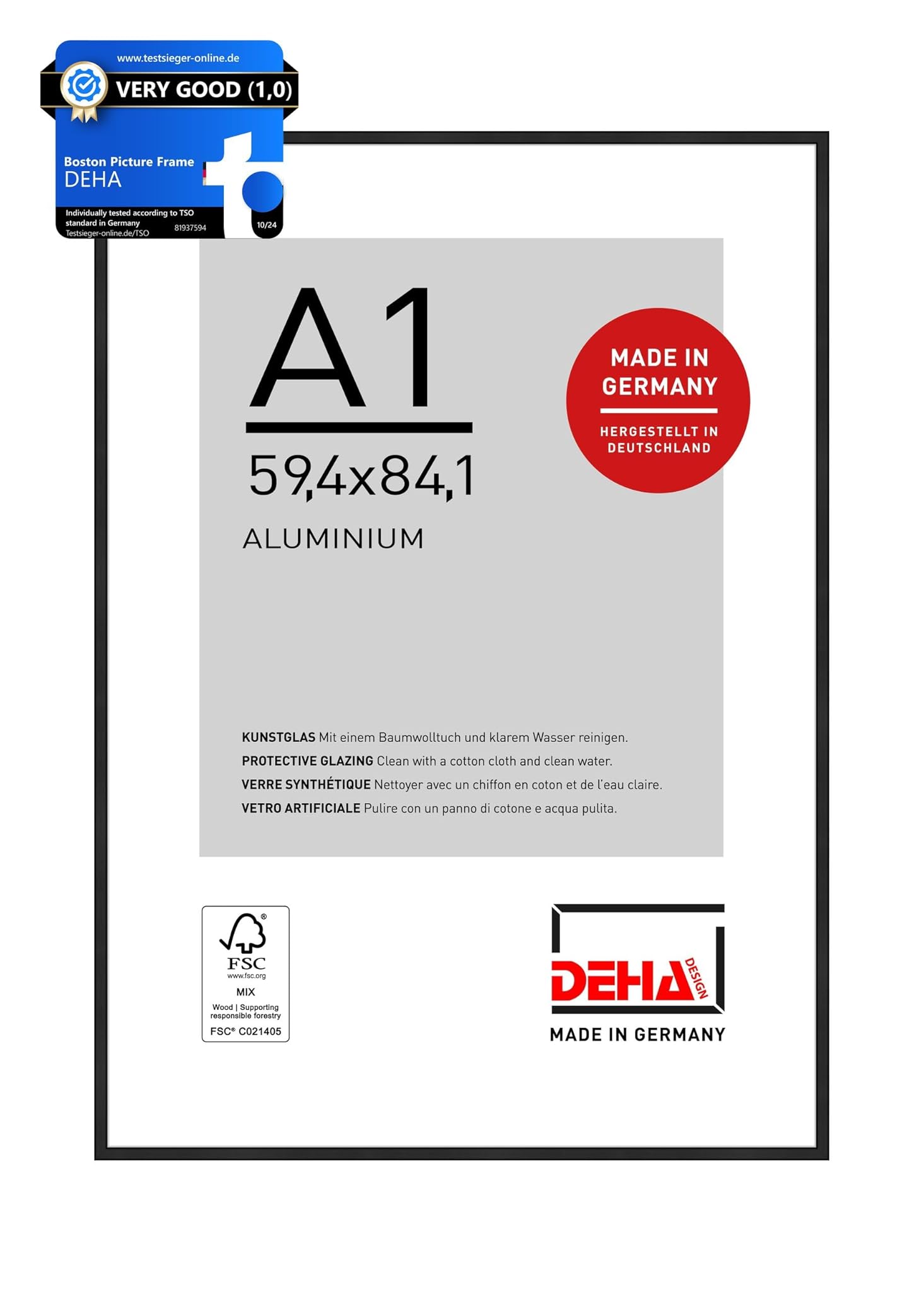 Deha Design Cornice in Alluminio Boston A1, Nero Opaco