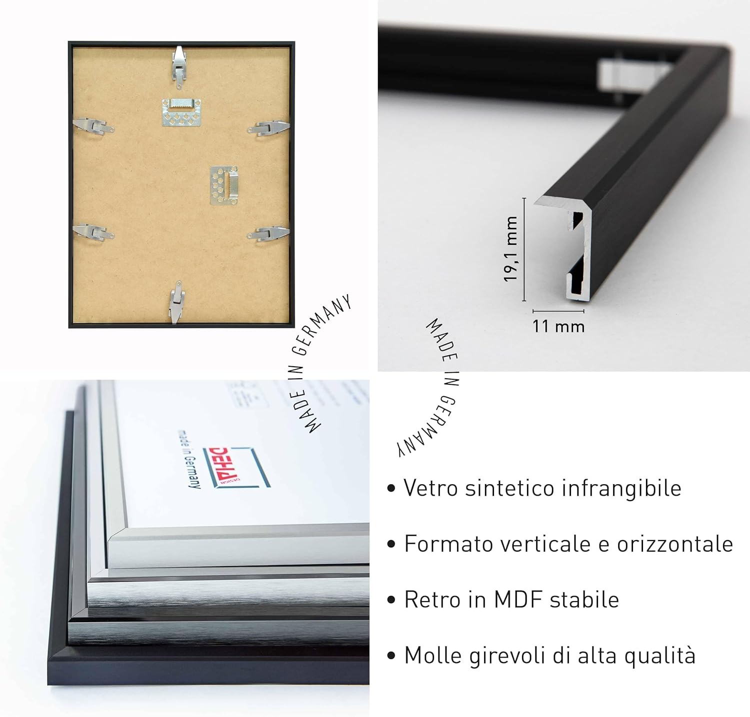 Deha Design Cornice in Alluminio Boston A1, Nero Opaco - immagine 2