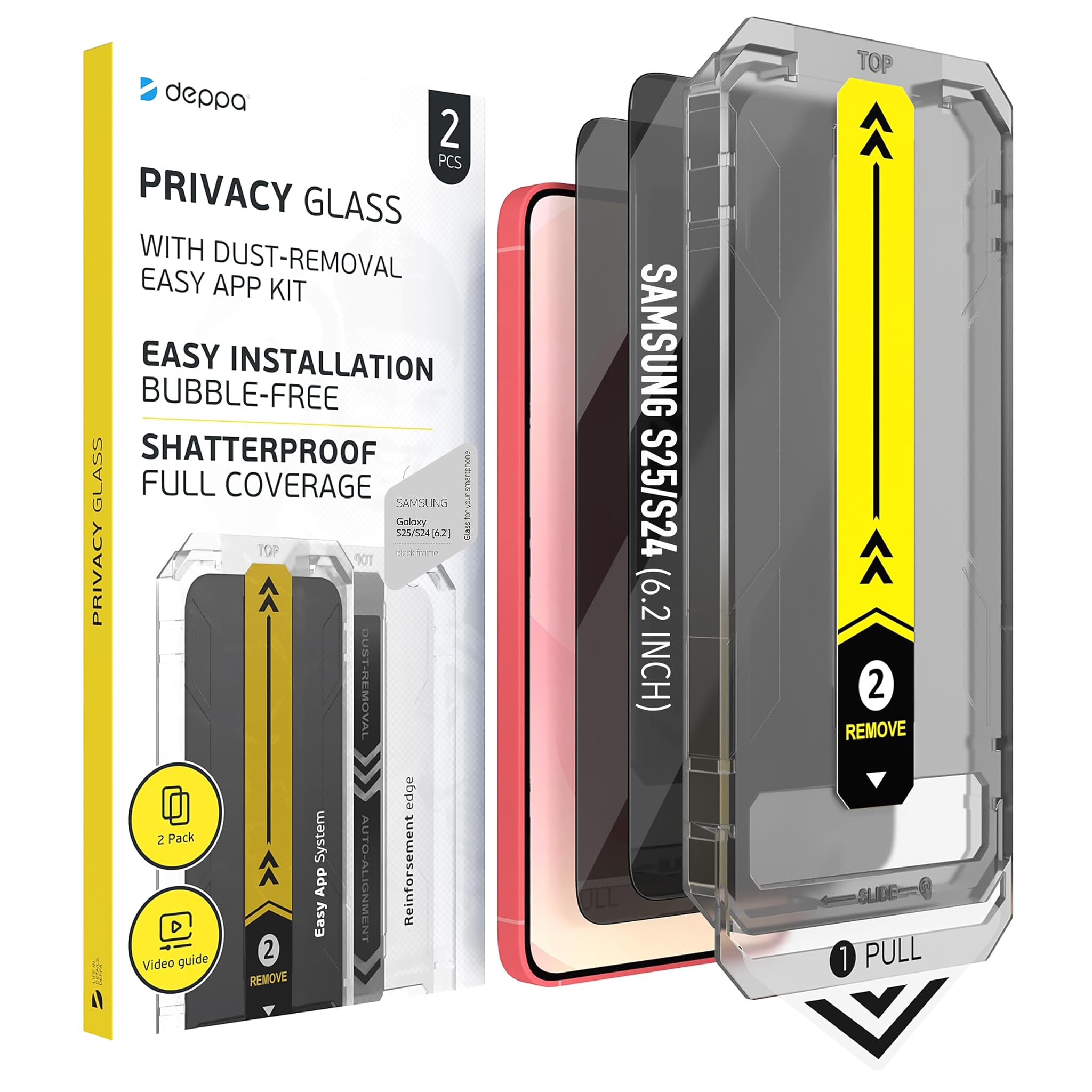 Deppa [2 Pezzi] Privacy Vetro Temperato per Samsung Galaxy S24/S25