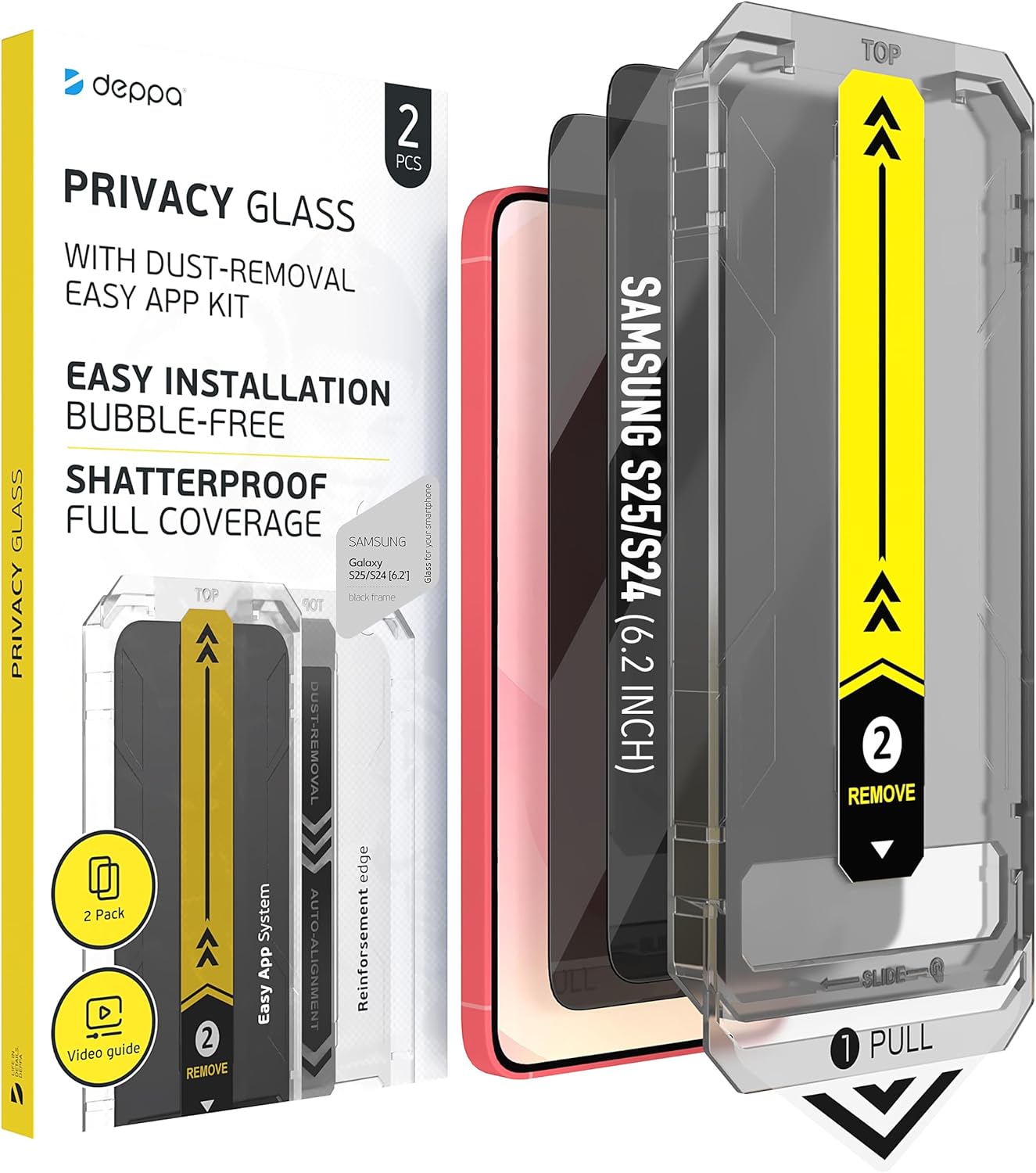 Deppa [2 Pezzi] Privacy Vetro Temperato per Samsung Galaxy S24/S25 - immagine 1
