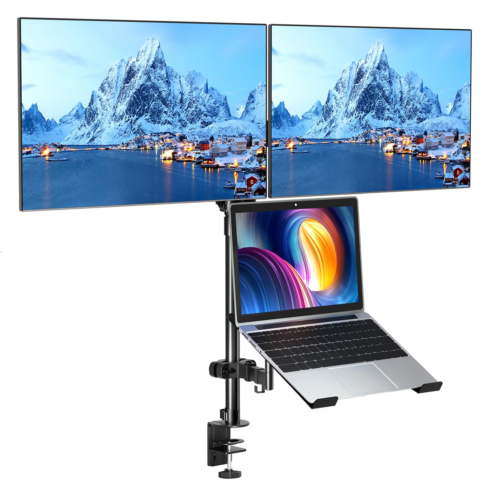 Putorsen Supporto Doppio Monitor con Vassoio Laptop
