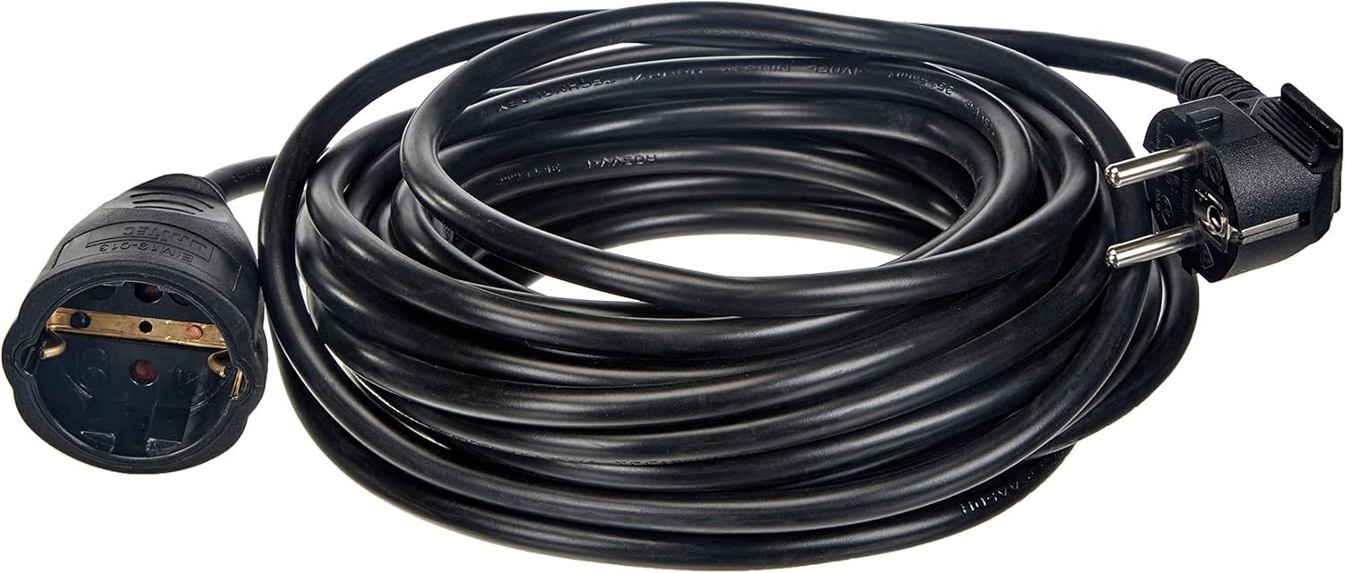 UNITEC Schuko - Prolunga H05VV-F3G1,5mm², IP 20, 10 m, colore: Nero - immagine 1