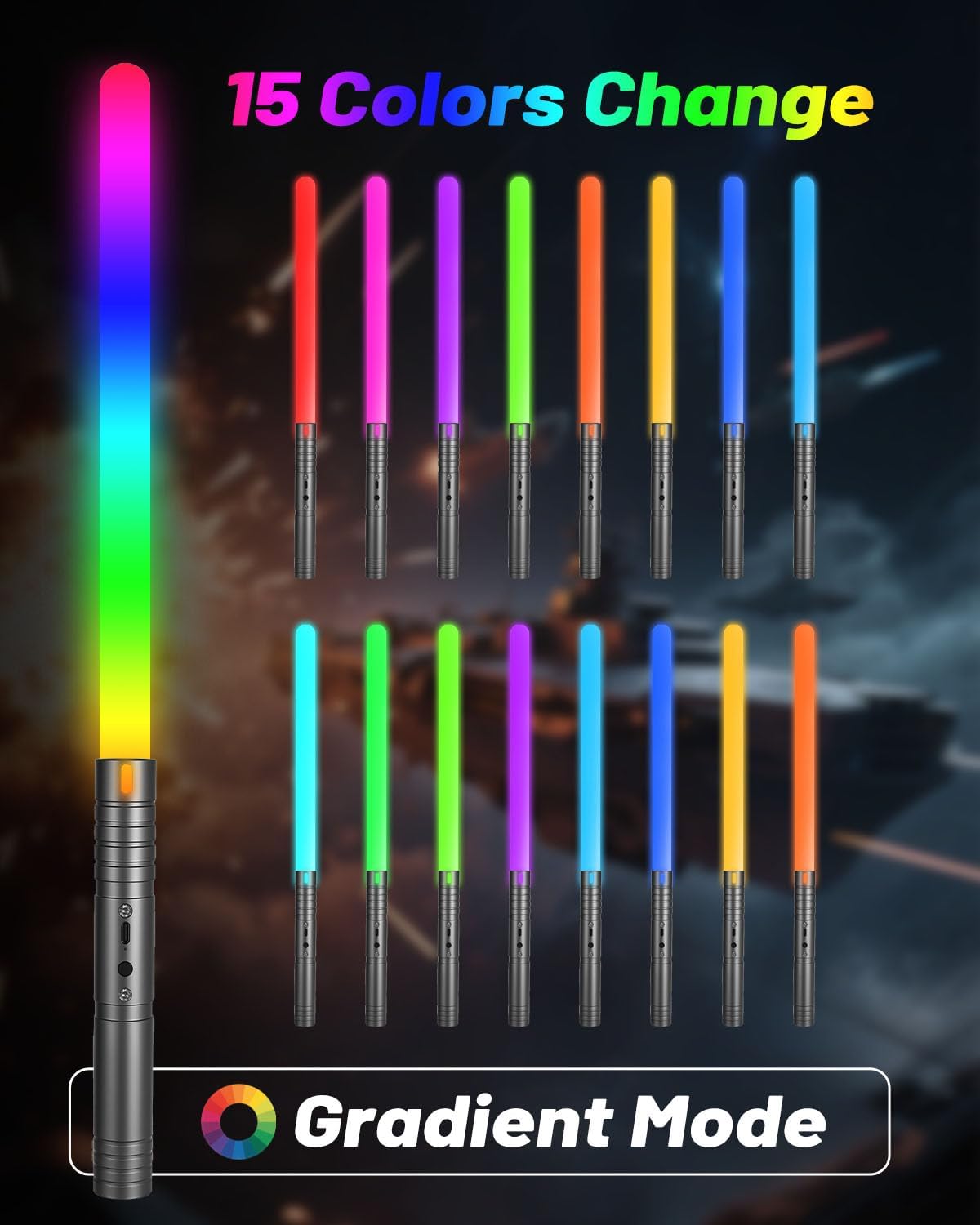 Spada Laser Ricaricabile USBC con 15 Colori (2PC) - immagine 5