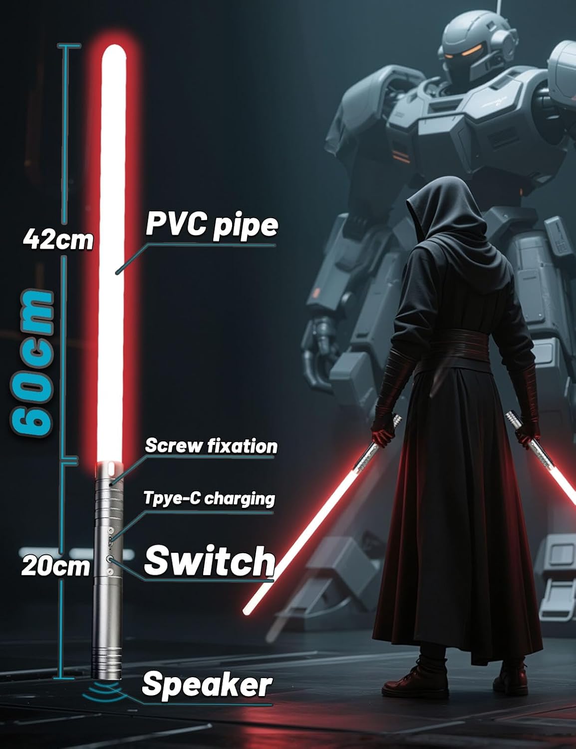 Spada Laser Ricaricabile USBC con 15 Colori (2PC) - immagine 6