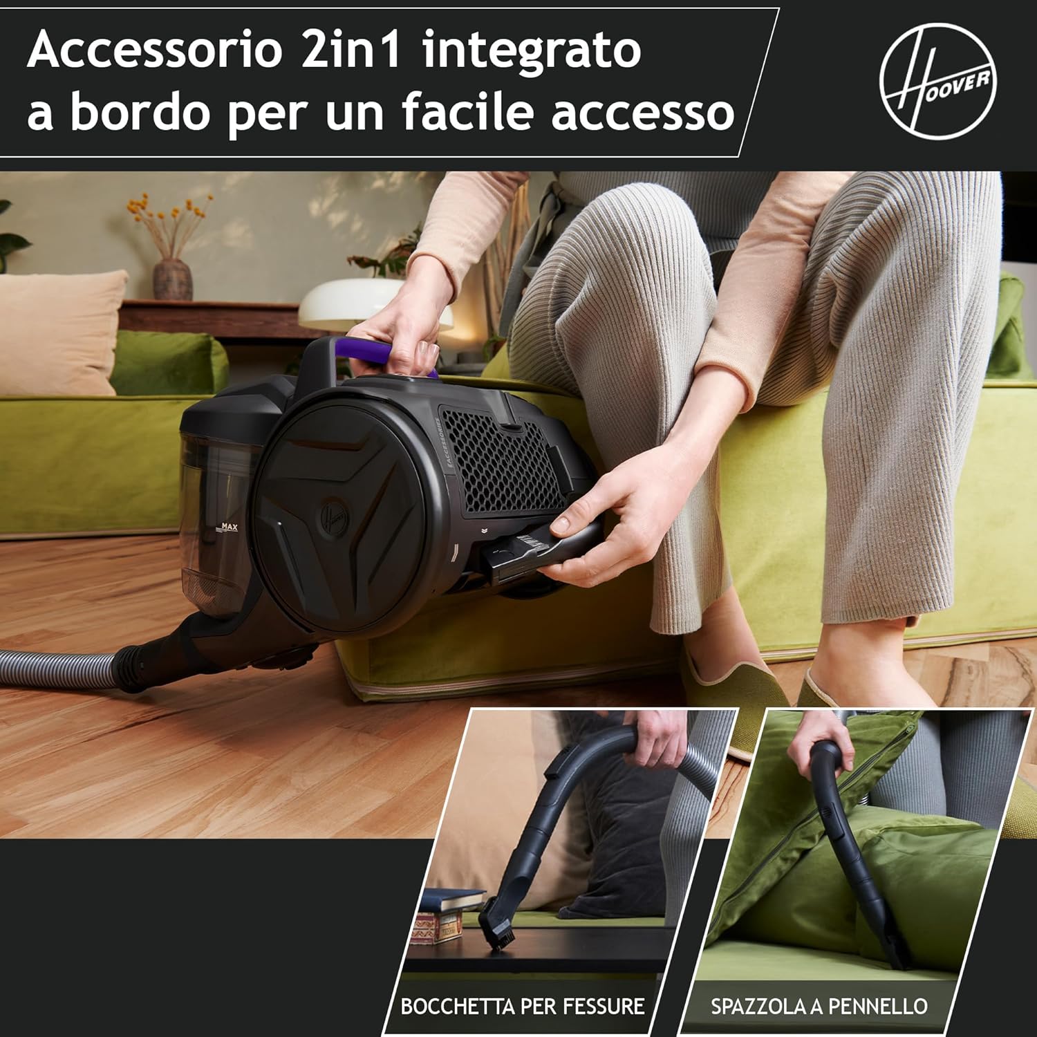 Hoover HP1 [HPZ107HM] - Aspirapolvere Compatto 2L - immagine 4