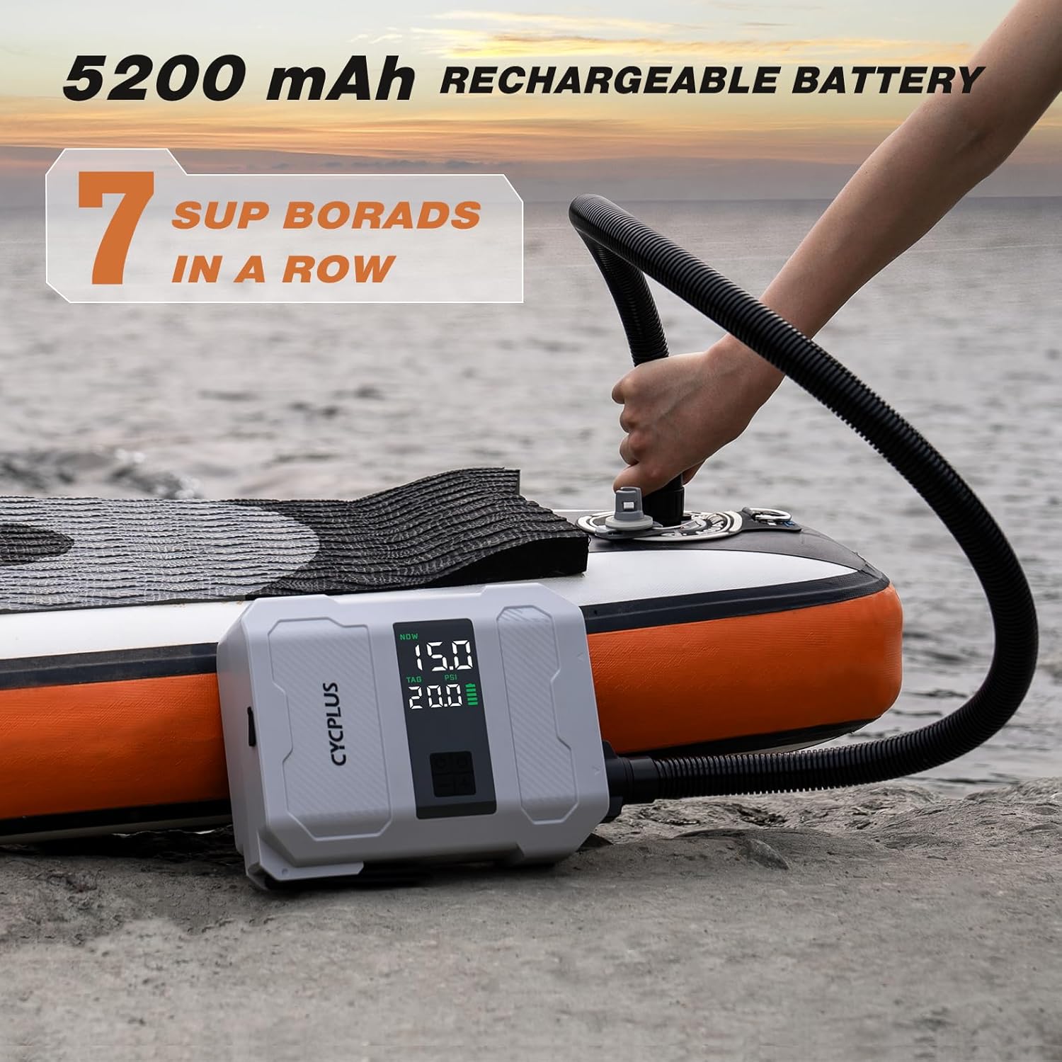 Cycplus Pompa Ricaricabile 20PSI per Paddleboard - immagine 3