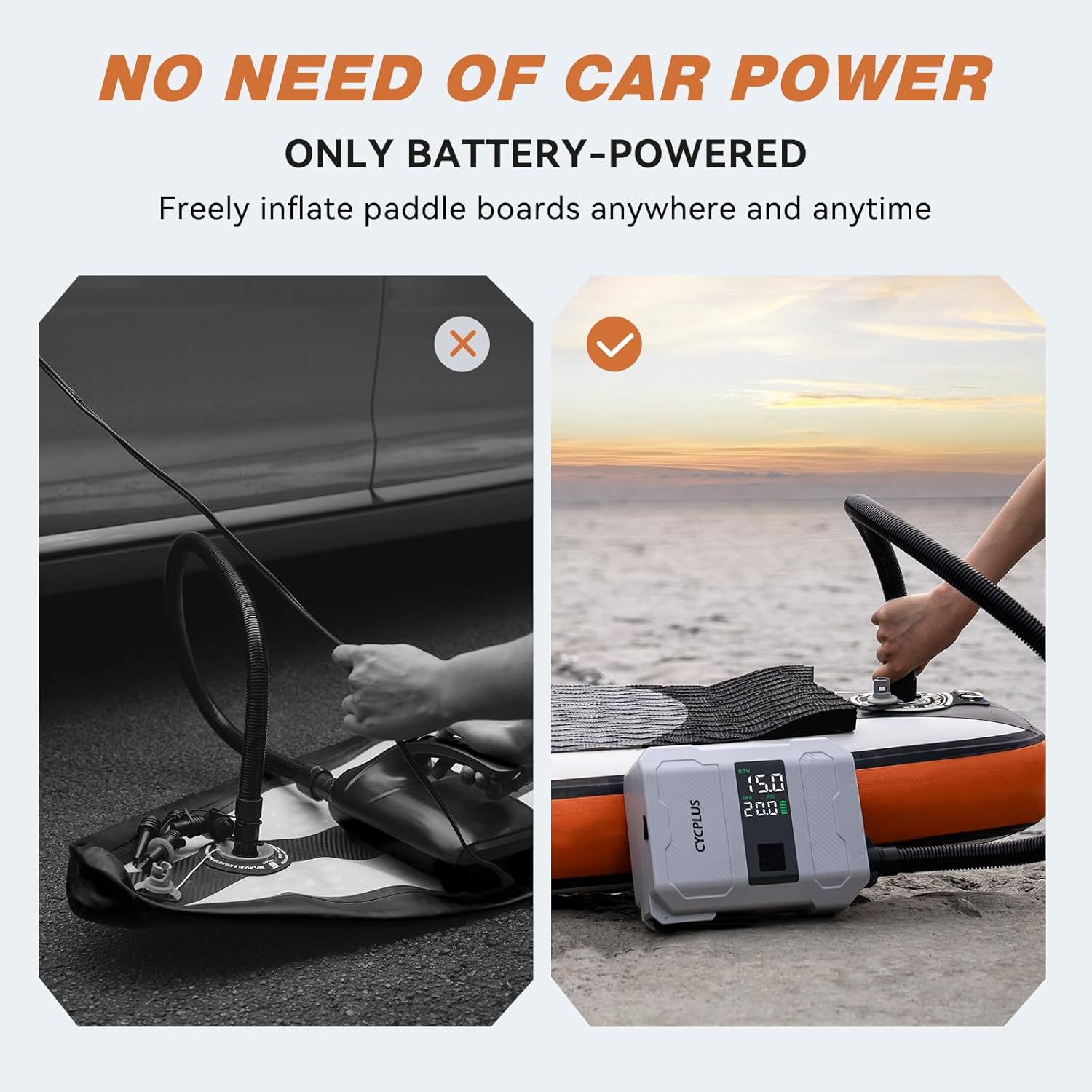 Cycplus Pompa Ricaricabile 20PSI per Paddleboard - immagine 5