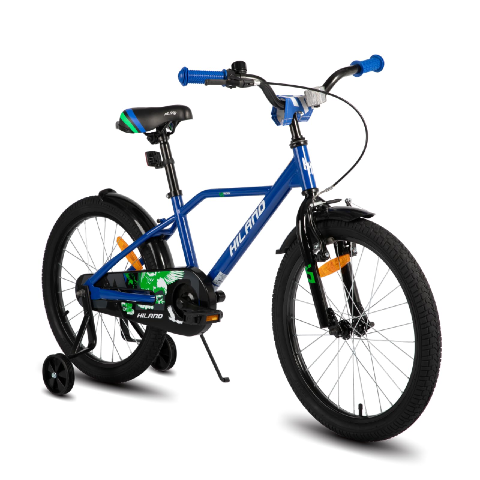 HILAND Hawk Bicicletta Bambino/Bambina 20" 6–10 Anni, Bicicletta per Bambini con Cavalletto e Freno a Mano, Blu